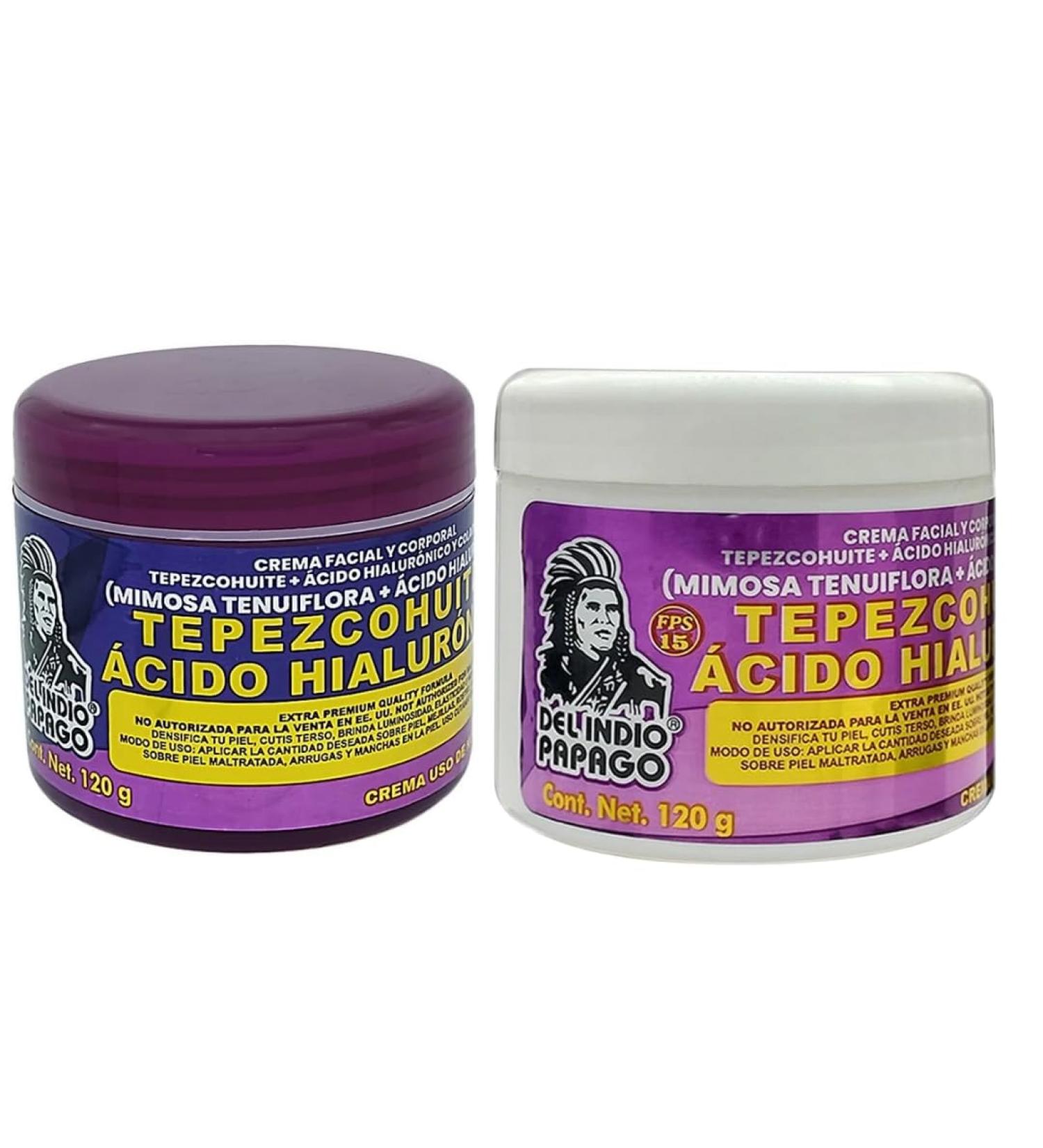 Del Indio P pago Tepezcohuite + Hyaluronic Acid Facial Cream Duo Day & Night Use Hydrating & Nourishing Formula with Mimosa Tenuiflora 120g Each (JUMBO 2 Pack) - Buy Online on GoSupps.com