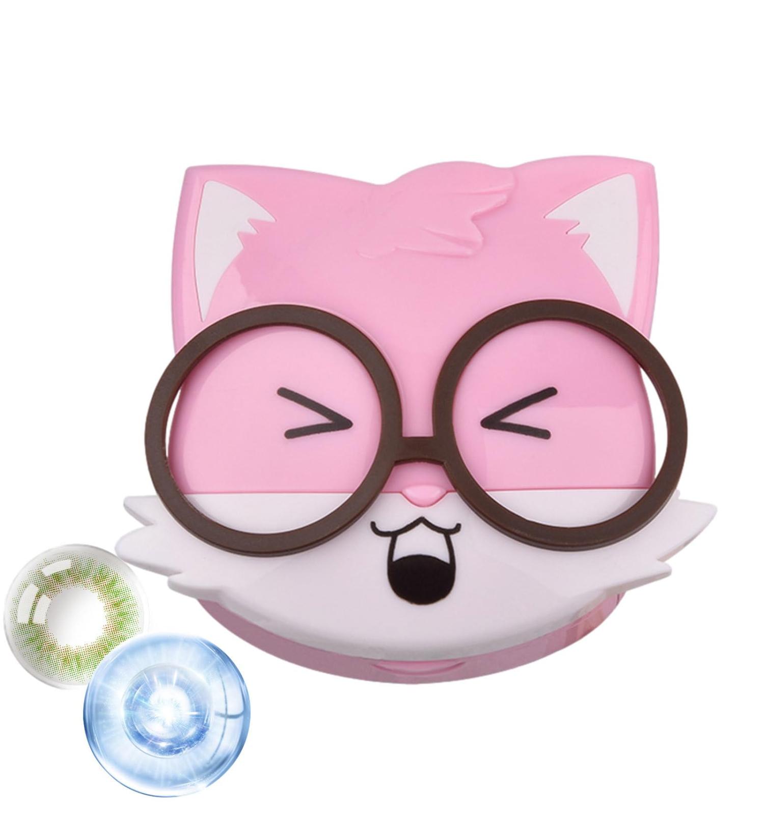 Cute Lens Case Portable Glasses Storage Holder Box Eye Contacts Organizer Lens Care Products Squirrel Design Pink - Buy Online on GoSupps.com