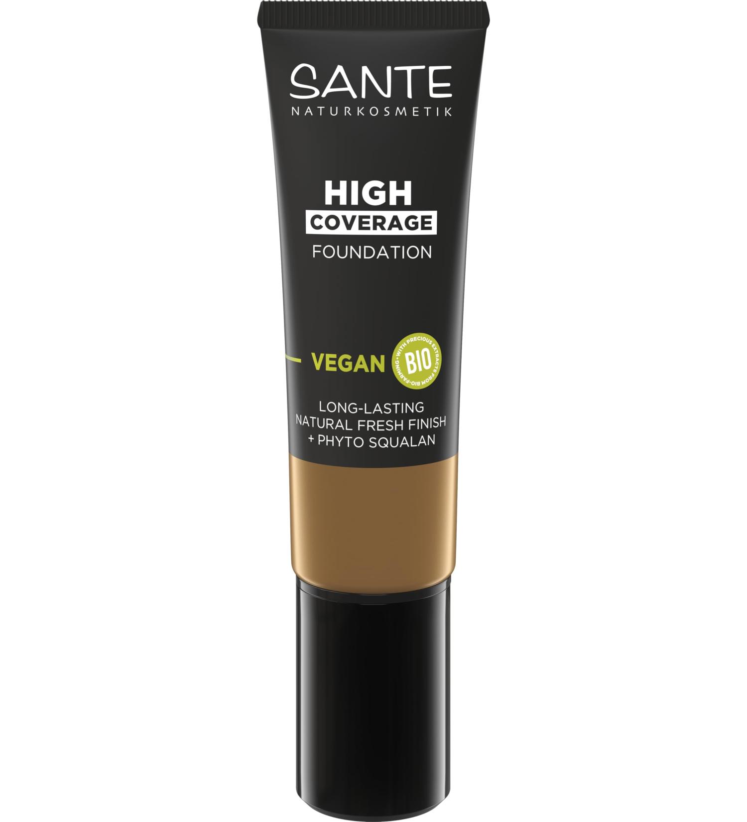 SANTE Naturkosmetik High Coverage Natural Foundation 08 Warm Chestnut Vegan Foundation with Organic Peptides with Strong Covering Power and Natural Finish Nourishing Formula - Buy Online on GoSupps.com