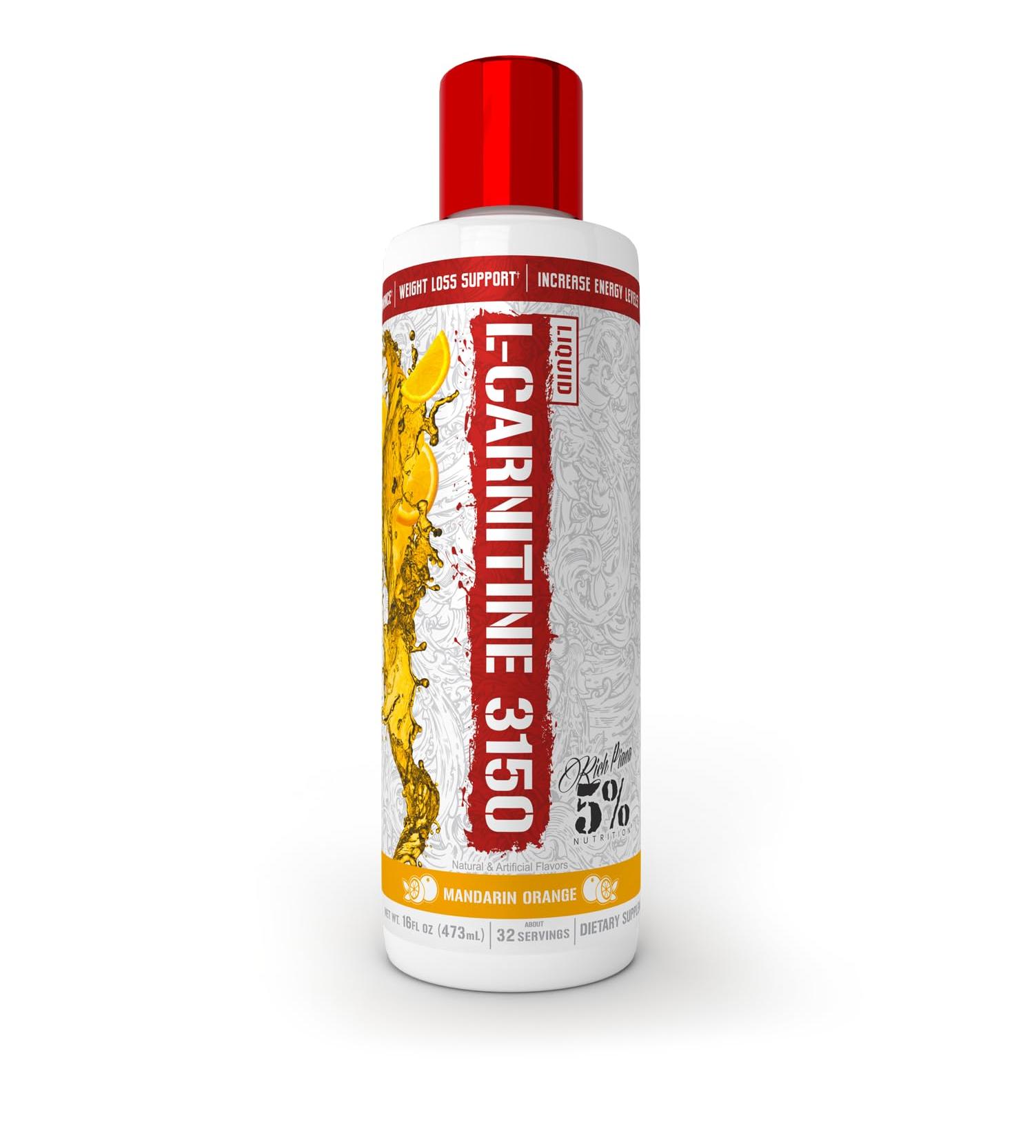 Buy 5% Nutrition Rich Piana Liquid L-Carnitine 3150 - Premium 4 Source Blend + GBB Mandarin Orange - International Shipping Available - Buy Online on GoSupps.com