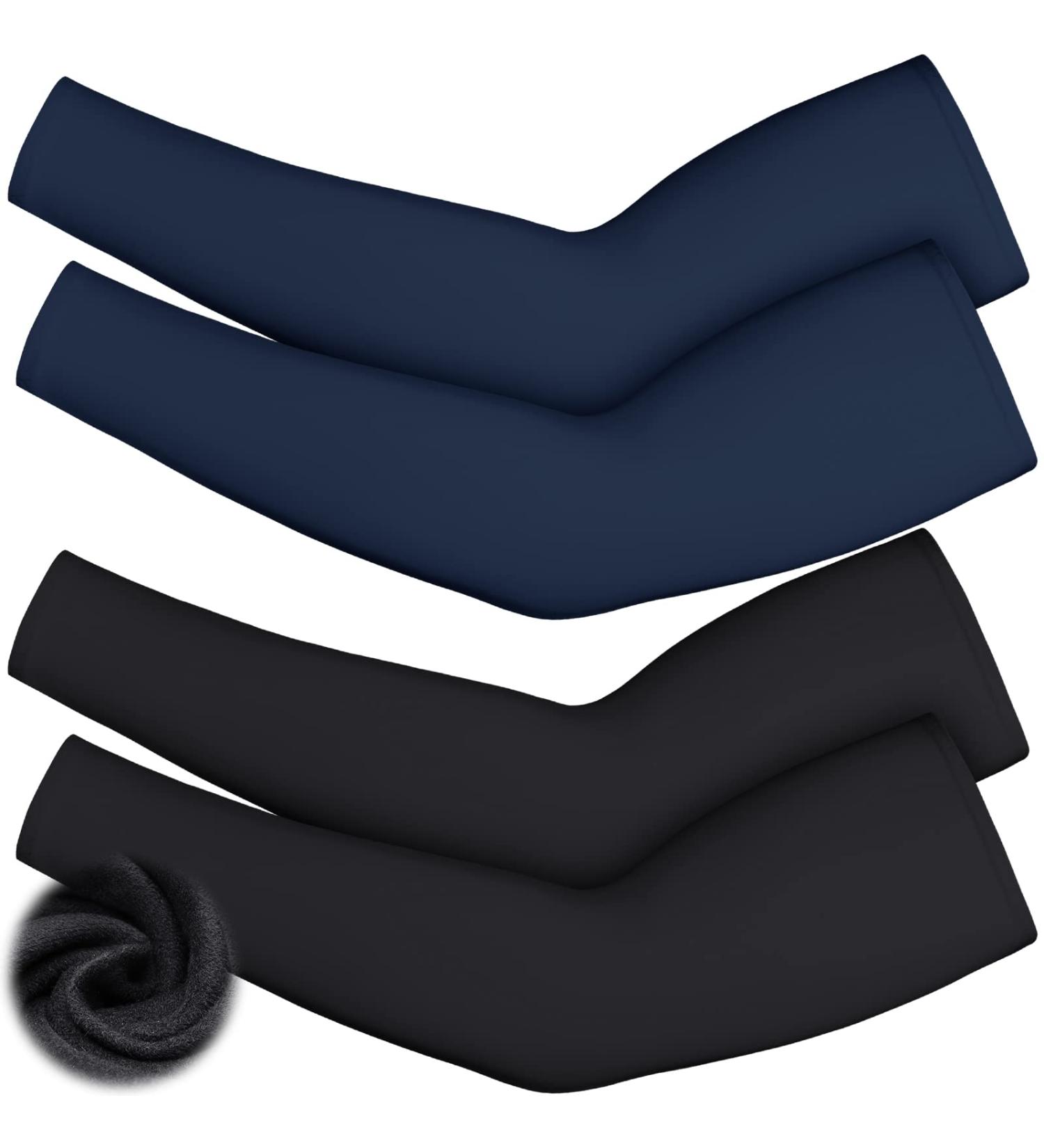 4 Piece Thermal Arm Warmer Compression Sleeve for Men & Women - Medium, Ideal for Winter Outdoor Activities - Cycling, Basketball, Running - Black/Navy Blue - Buy Online on GoSupps.com