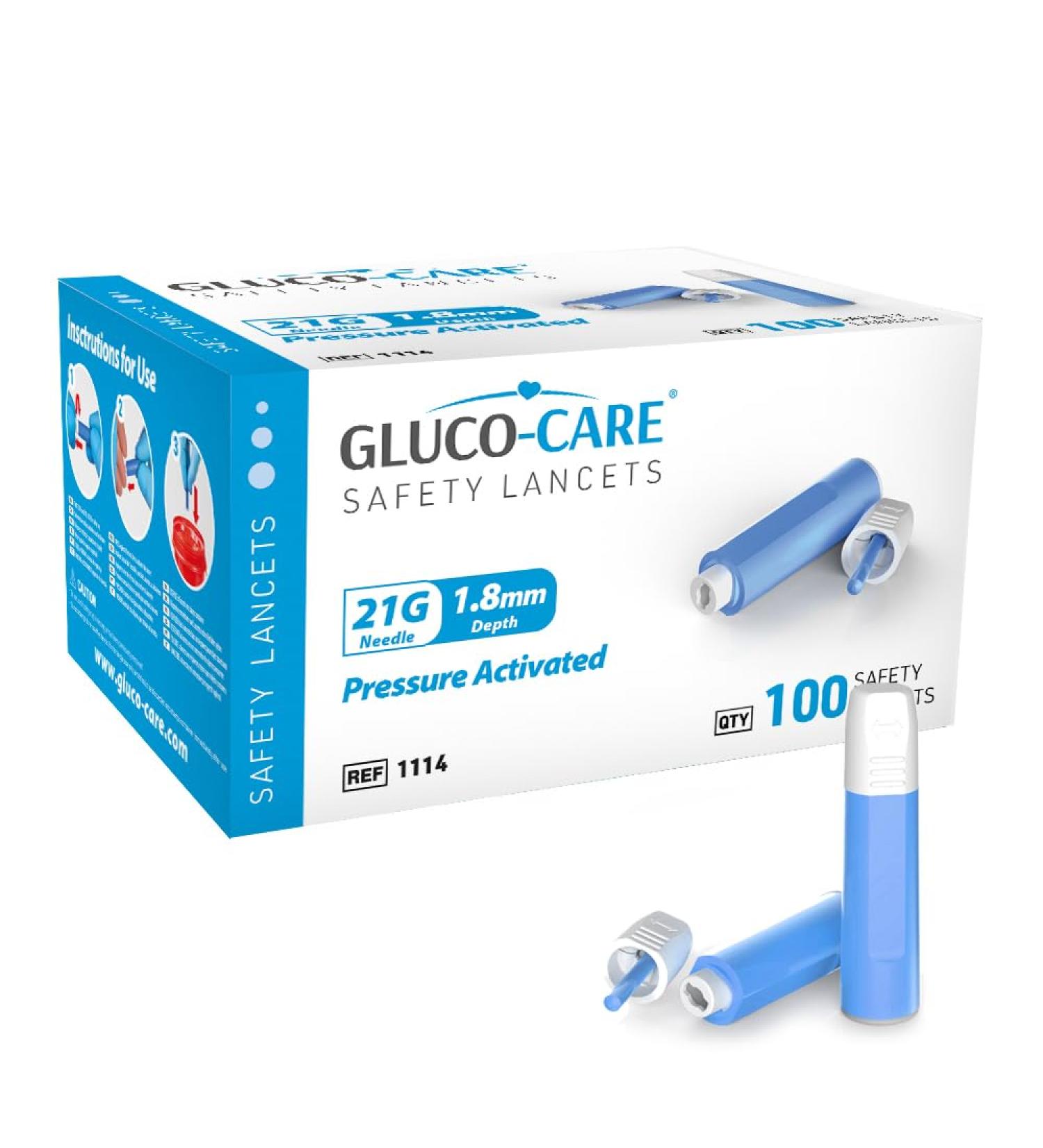 Buy Sterile Safety Lancets 21G x 1.8mm - Pre-loaded Contact-Activated Box of 100 for Safe Blood Sampling - International Shipping Available - Buy Online on GoSupps.com