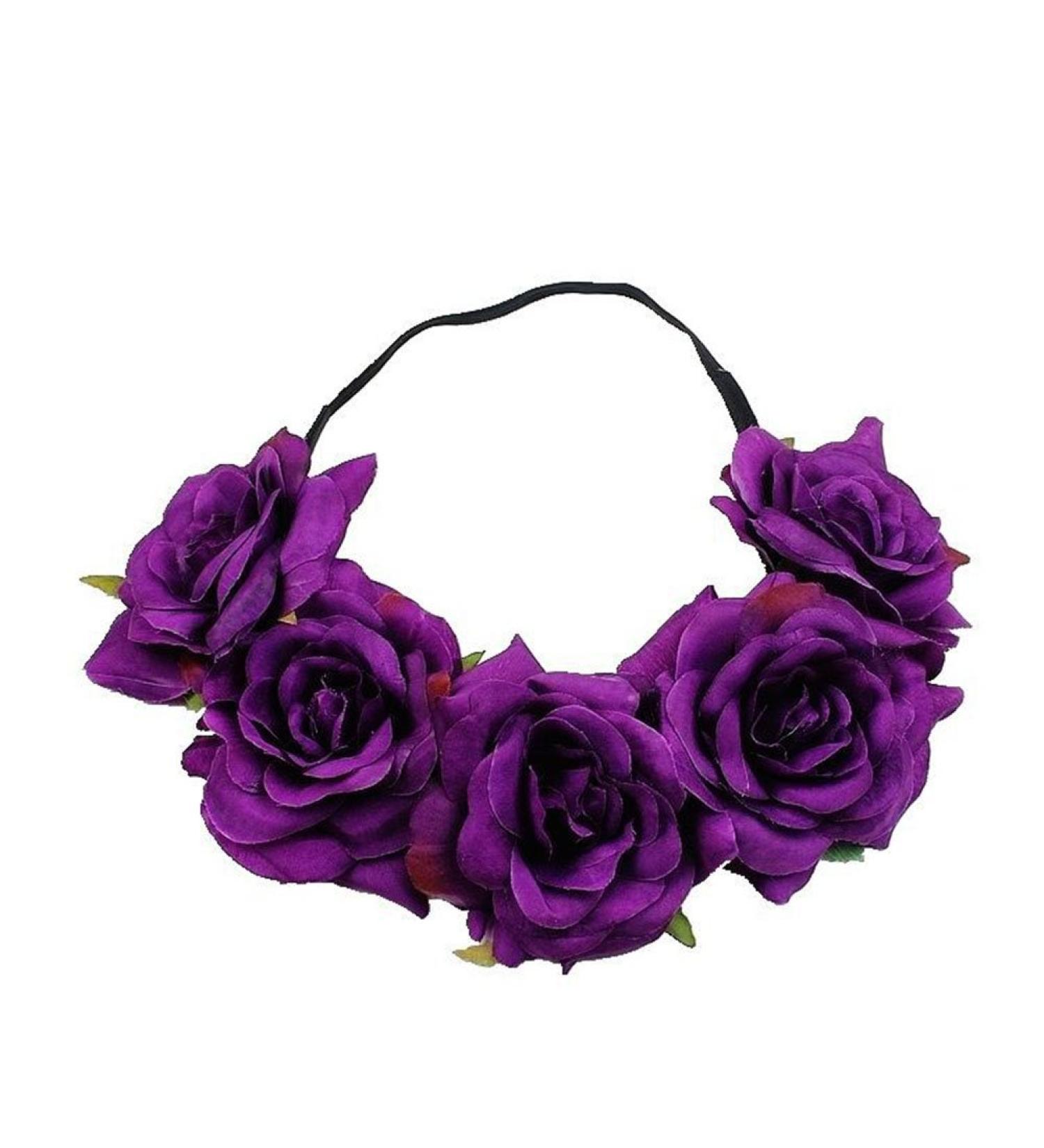 Demarkt Purple Flower Wreath Headband | Stylish Flower Crown Headdress for Women | International Shipping Available - Buy Online on GoSupps.com
