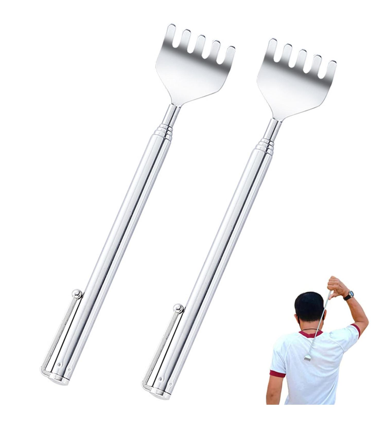 Qinsky Stainless Steel Telescopic Back Scratchers - 2 Pack for Ultimate Comfort & Relief | International Shipping Available - Buy Online on GoSupps.com