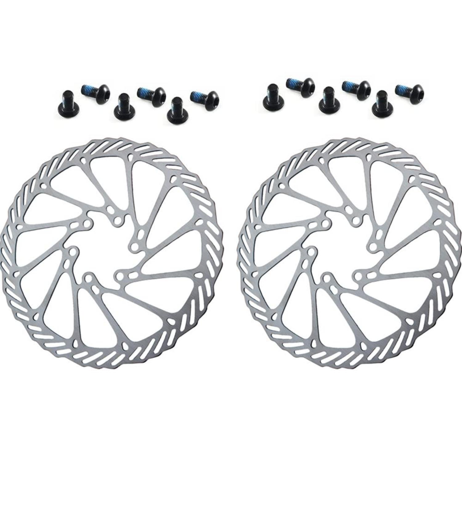 Pair of 160mm Stainless Steel Bike Disc Brake Rotors - 6 Bolt for Road, Mountain, BMX Bikes (Black) - Includes 6 Screws - Buy Online on GoSupps.com