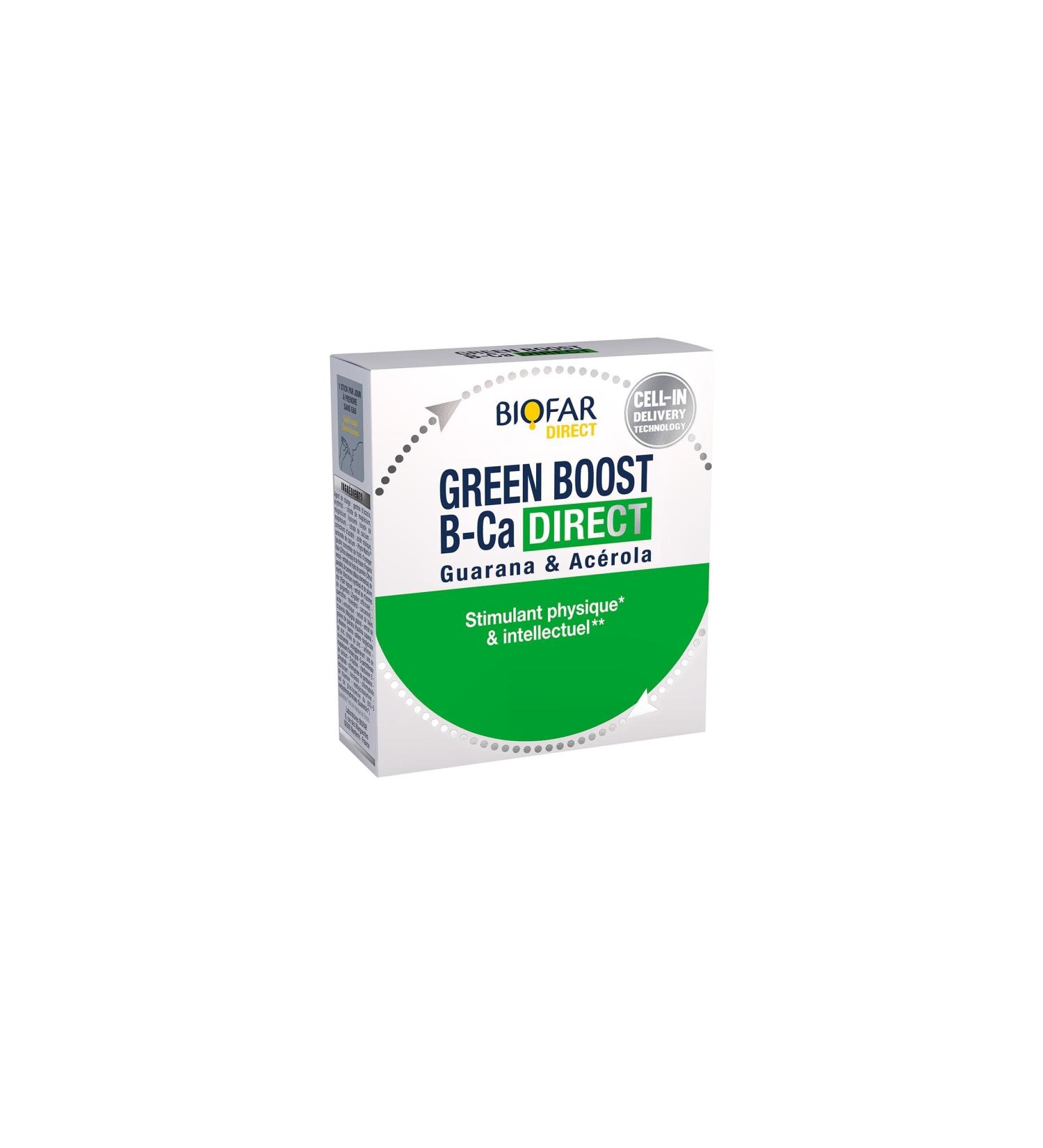BIOFAR - GREEN BOOST B-CA DIRECT - Food Supplement - Physical + Intellectual Stimulant - Cappuccino Flavor - No Sugars or Artificial Coloring - 14 Orodispersible Sticks (No Water) - 42g - Buy Online on GoSupps.com