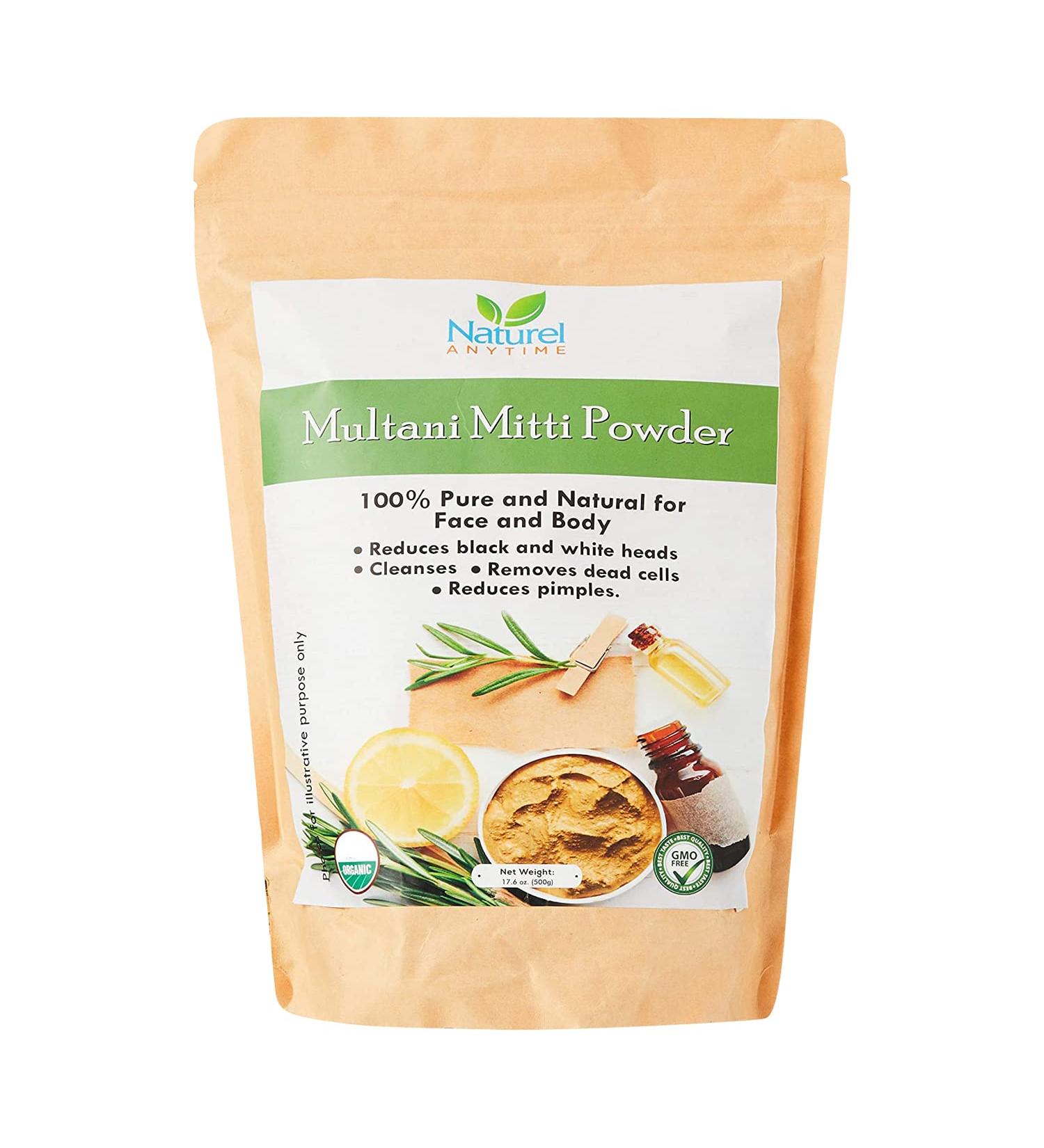 Naturel Anytime Multani Mitti Powder for Face & Body 500g - Fullers Earth Indian Healing Clay Mud Mask - Pure Natural Bentonite Clay for Skincare - Smooth Skin Brightening Clear Even Complexion - Buy Online on GoSupps.com