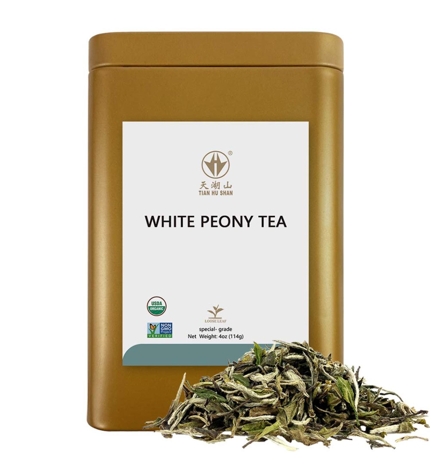 TIAN HU SHAN - Premium White Tea Loose Leaf - Original Bai Mu Dan with a Light & Fresh Delicate Flavor - 114 g  - Buy Online on GoSupps.com