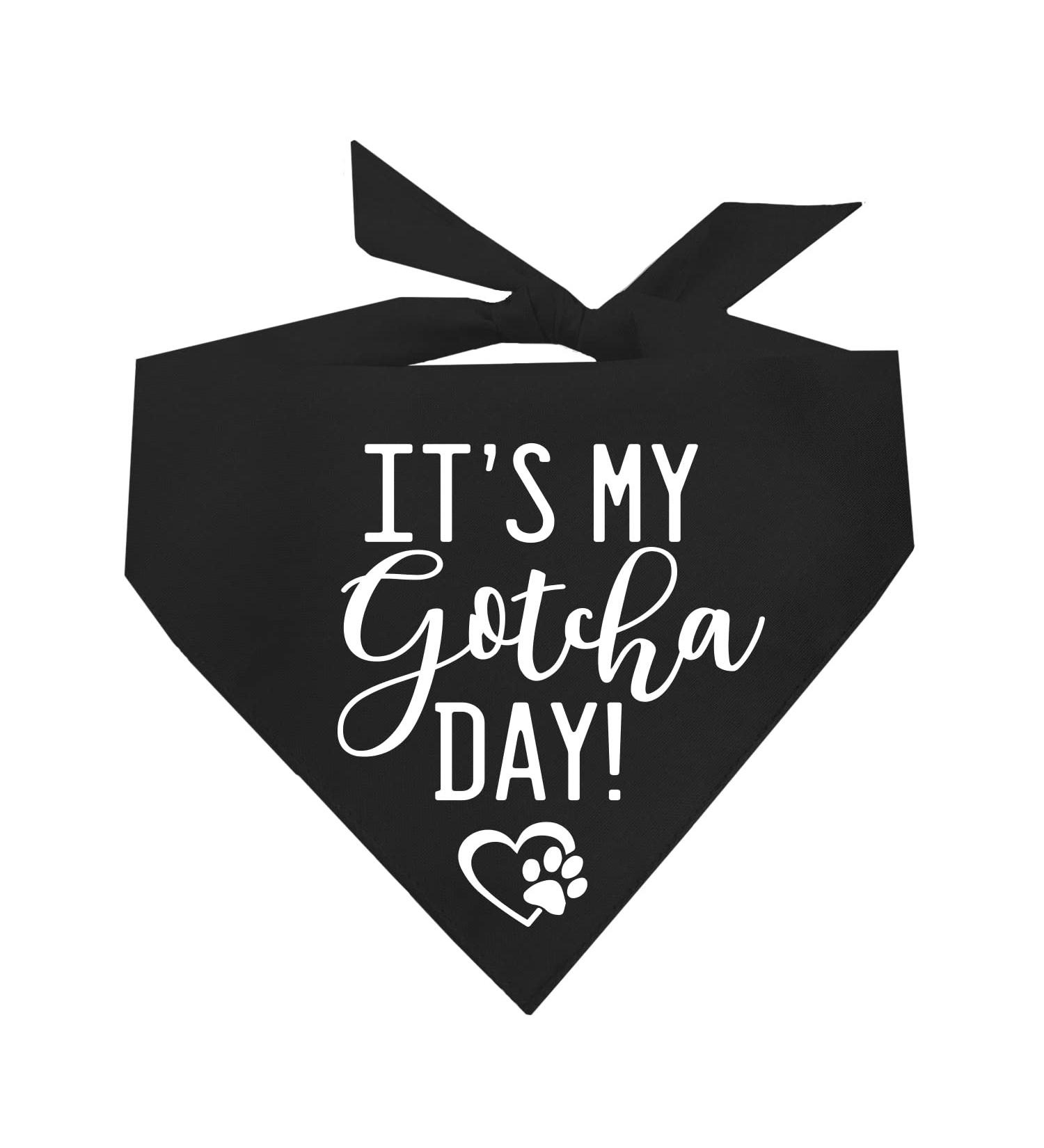 It's My Gotcha Day! Adoption Day Dog Bandana for Dogs (Assorted Colors) Black One Size