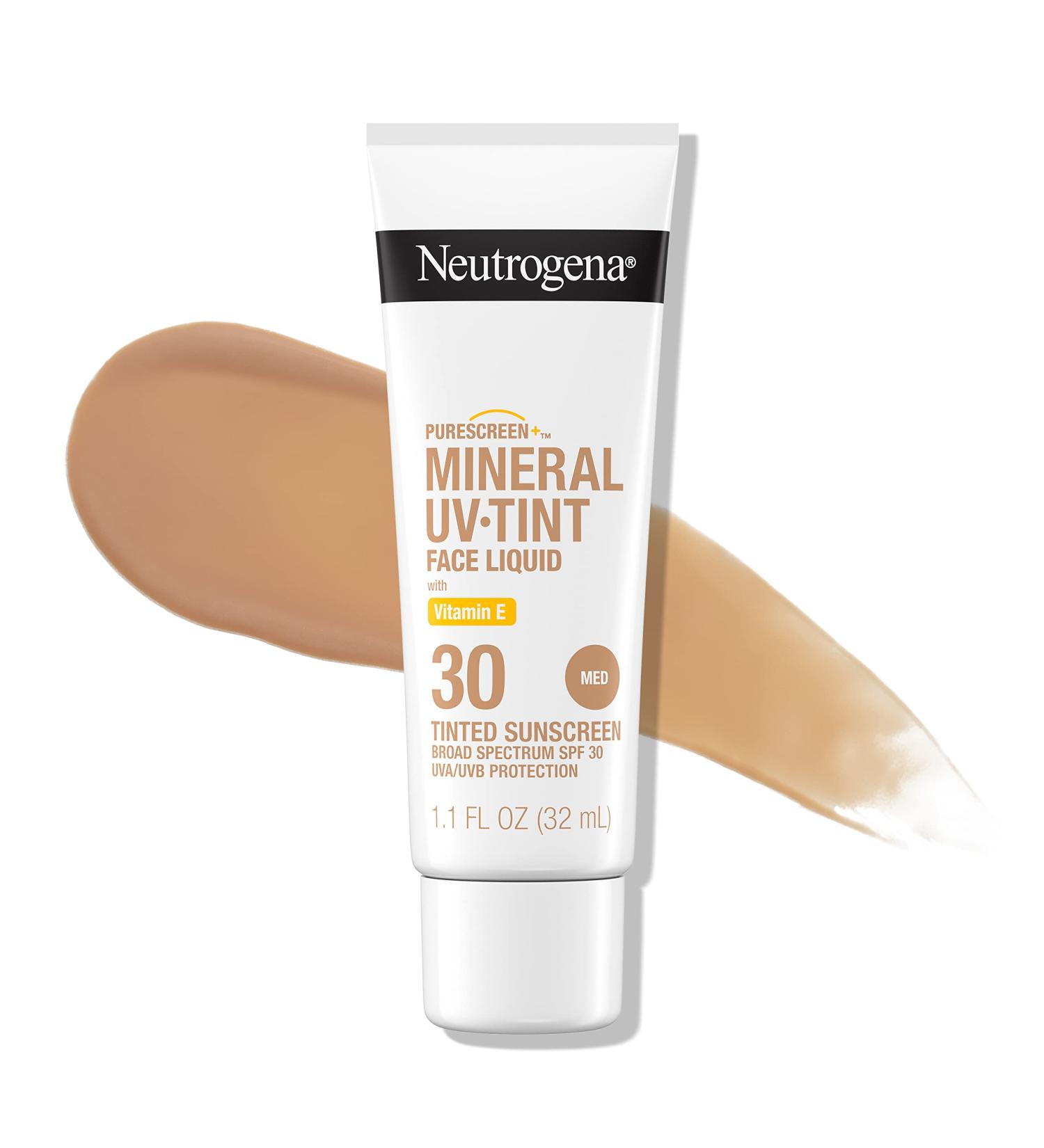 Neutrogena Purescreen+ Tinted Face Sunscreen SPF 30, Zinc Oxide, Vitamin E, Water Resistant, Fragrance-Free - Medium, 1.1 fl oz - Buy Online on GoSupps.com