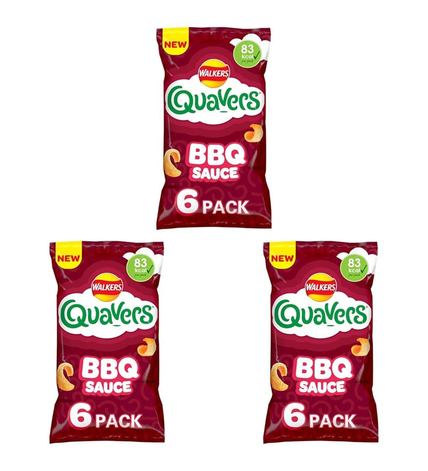 Walkers Quavers BBQ Multipack Snacks Crisps 6x16g (Pack of 3) - Buy Online on GoSupps.com
