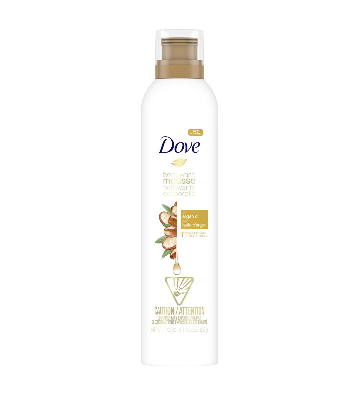 Dove Body Wash Mousse with Argan Oil - 10.3 oz - Nourishing & Antibacterial Formula - Buy Online on GoSupps.com