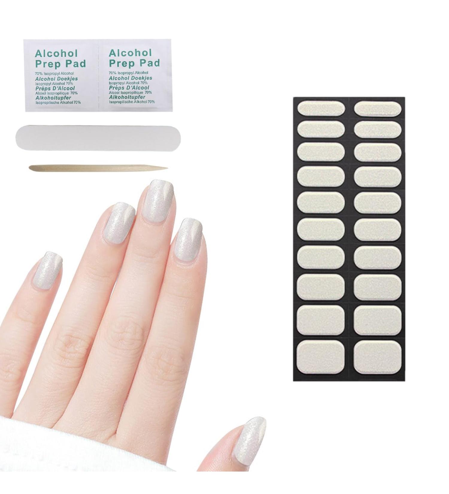 Semi Cured Gel Nail Strips 27 PCS Gel Nail Polish Stickers Wraps Adhesive Gel Nail Stickers with Nail File Stick and Sealing Strip(H) - Buy Online on GoSupps.com