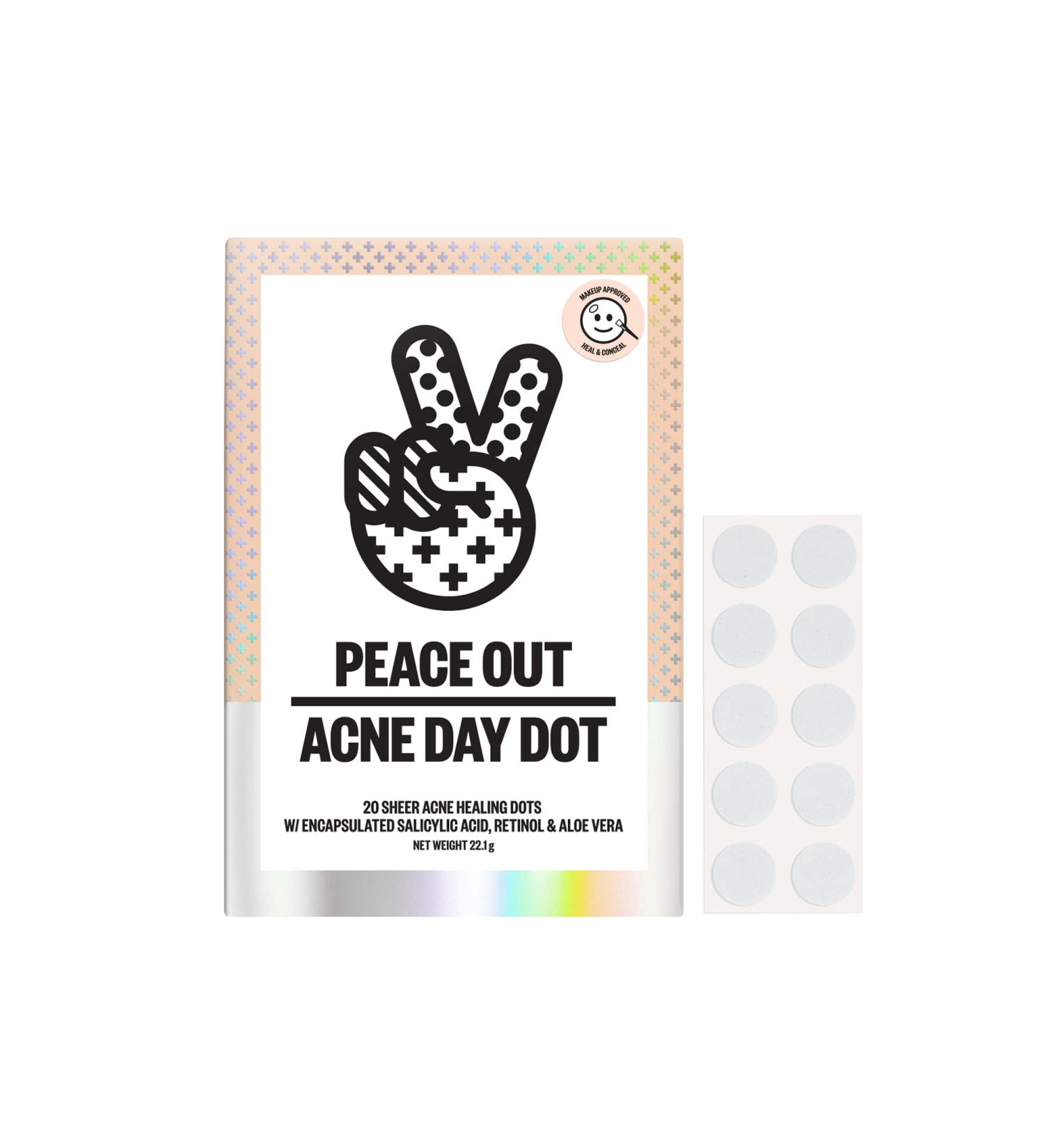 PEACE OUT Acne Day Dot | 6-Hour Fast-Acting Pimple Patch with Salicylic Acid | Clear Breakouts & Blemishes in Hours (20 Dots) - Buy Online on GoSupps.com