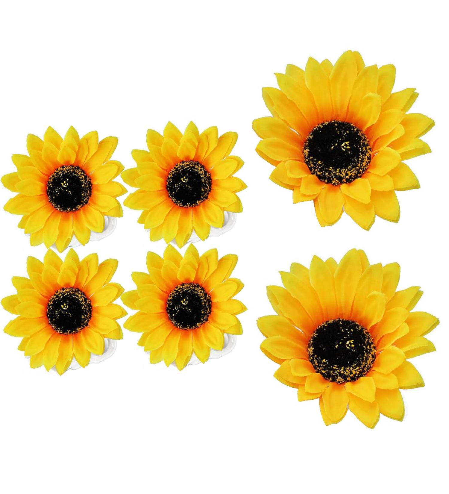 6 Yellow Sunflower Hair Clips - Crocodile & Duck Beak Salon Accessories for Weddings Parties & Beach Vacations - Buy Online on GoSupps.com