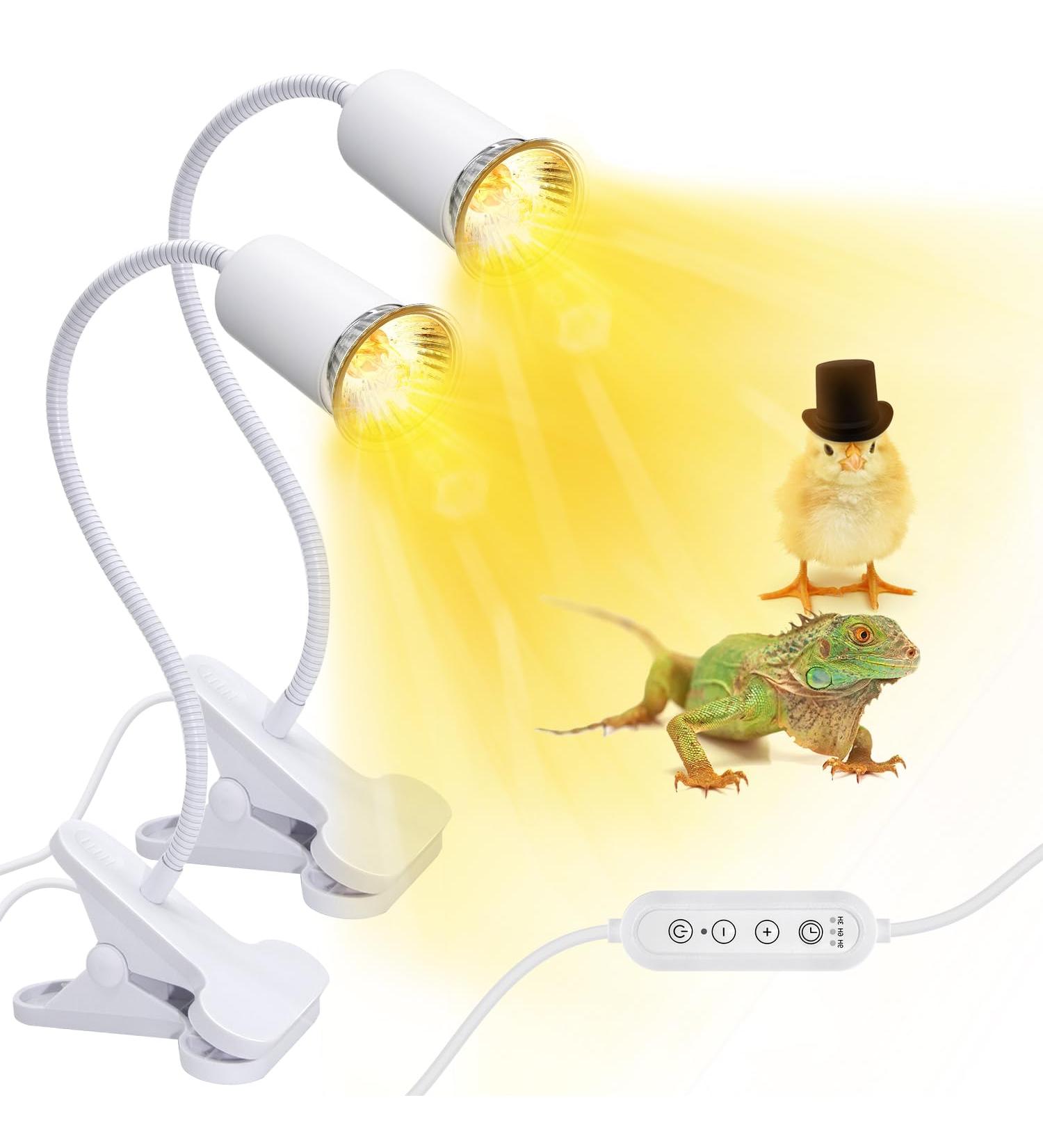 Turtle Heat Lamp 2 Pack Reptile Heat Lamp Turtle Light with 10MM Thick Metal Tube UVA/UVB Light Lamp 360 Rotatable Basking Lamp with 40CM Stable Gooseneck for Reptiles Lizard Turtle Snake(No Bulb) - Buy Online on GoSupps.com