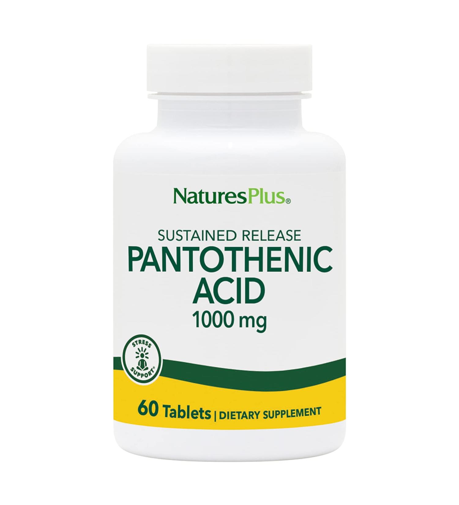 Nature's Plus Pantothenic Acid 1000 mg - 60 Tablets for Energy & Metabolism - Buy Online on GoSupps.com