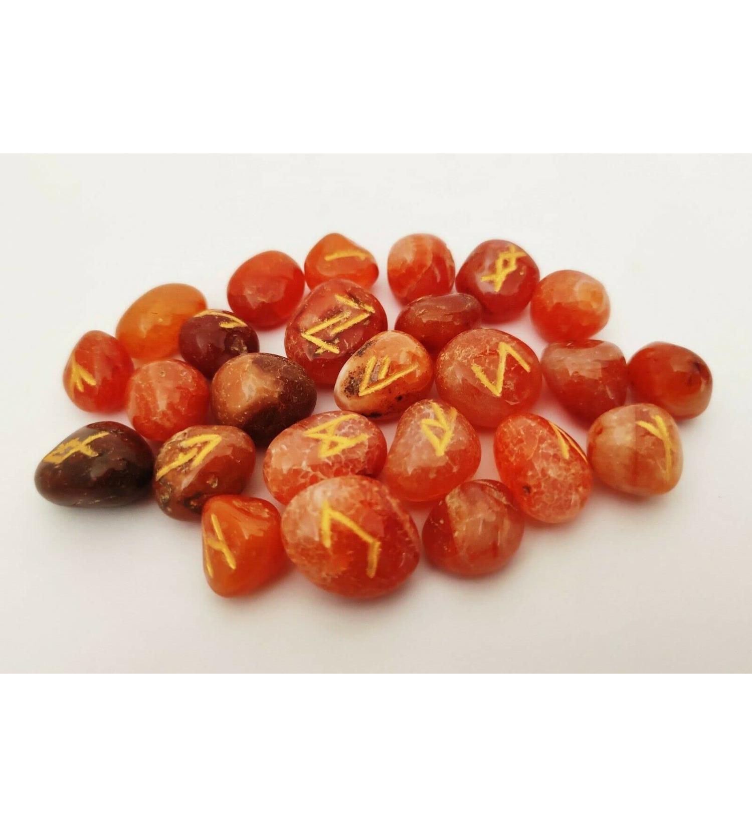 Sharvgun Lot de 25 pierres runiques en cornaline rouge avec tableau en bois MDF runique grav lettrage symbolique pa en velours noir/rouge pochette incluse bo te cadeau - Buy Online on GoSupps.com
