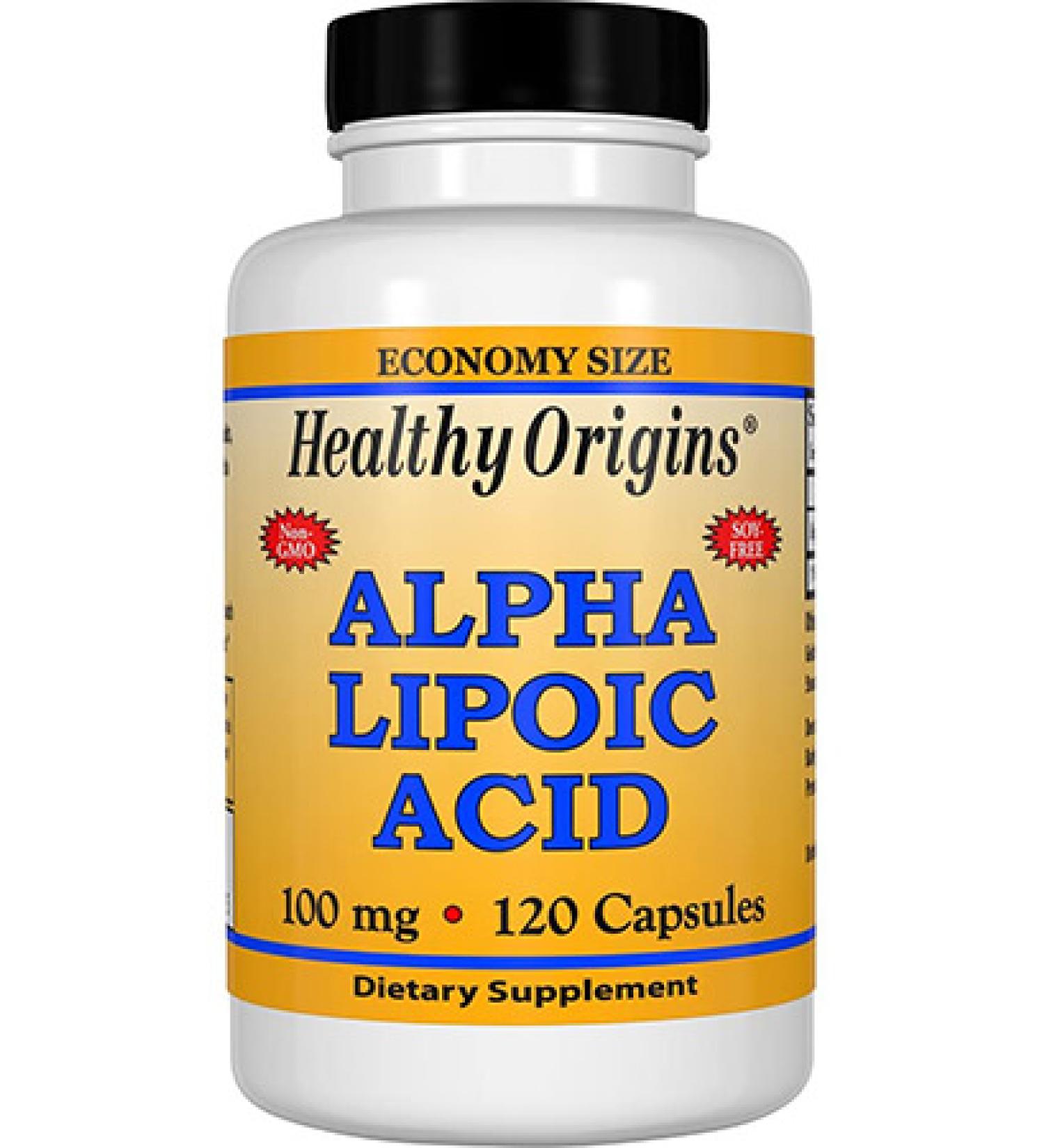 Healthy Origins Alpha Lipoic Acid Multi Vitamins 100mg - 120 Capsules for Antioxidant Support - Buy Online on GoSupps.com