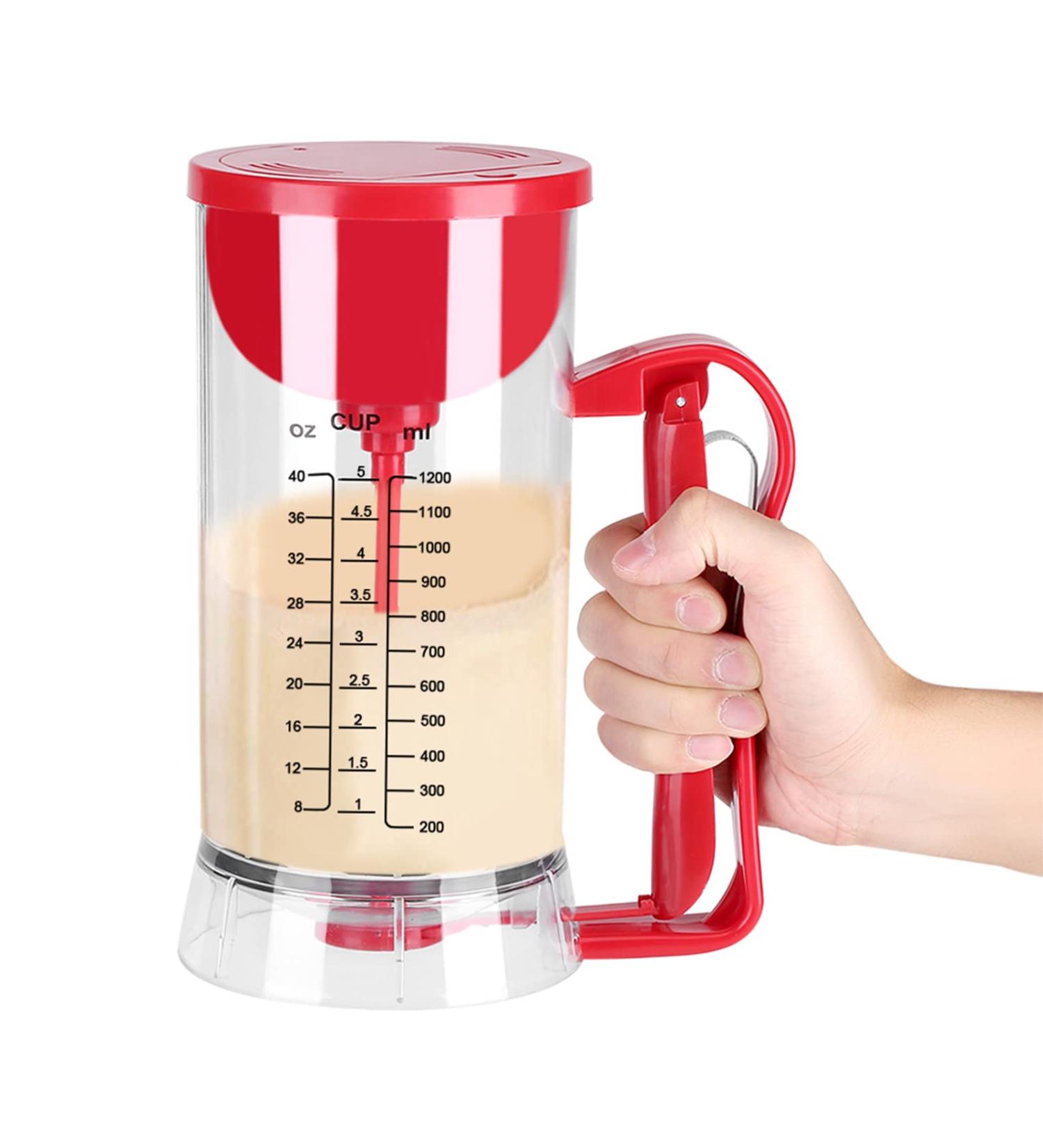 VINGVO Pancake dispenser pancake mixer 1200 ml pancake batter bottle filler filled waffle maker batter dispenser with squeeze handle for making waffles pancakes and cakes - Buy Online on GoSupps.com
