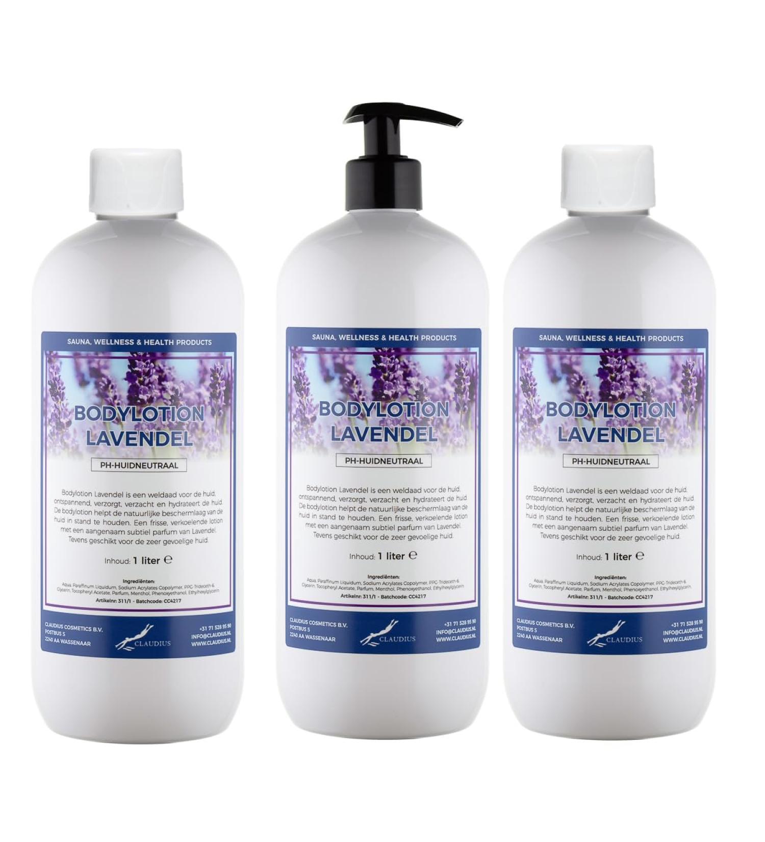 Claudius Bodylotion Lavender 3 x 1 liter with free pomp