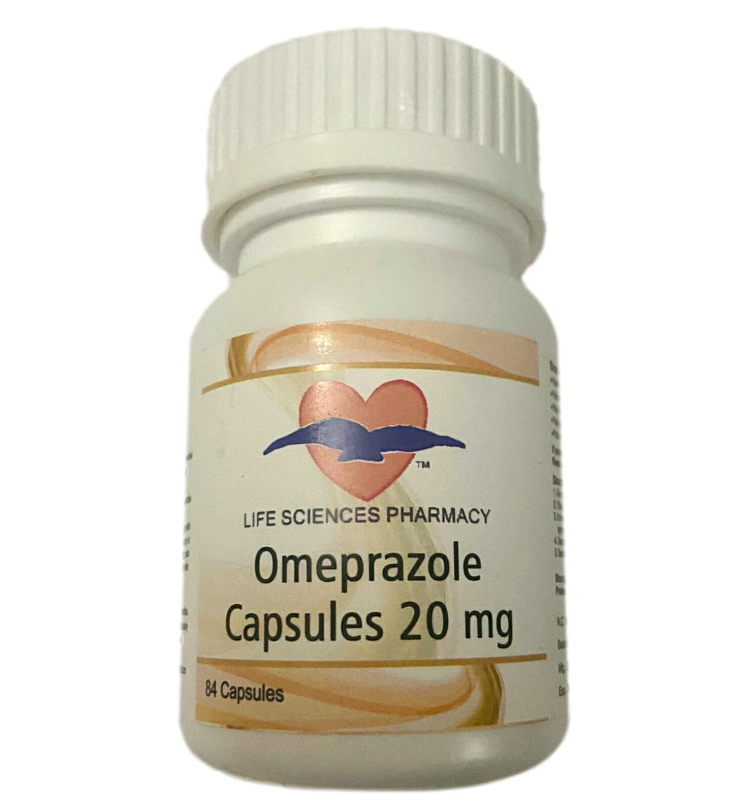 Life Sciences Pharmacy Omeprazole 20mg 84 Capsules - Heartburn Relief | Acid Reducer Medicine | Delayed Release Formula - 84 Count Pack - Buy Online on GoSupps.com
