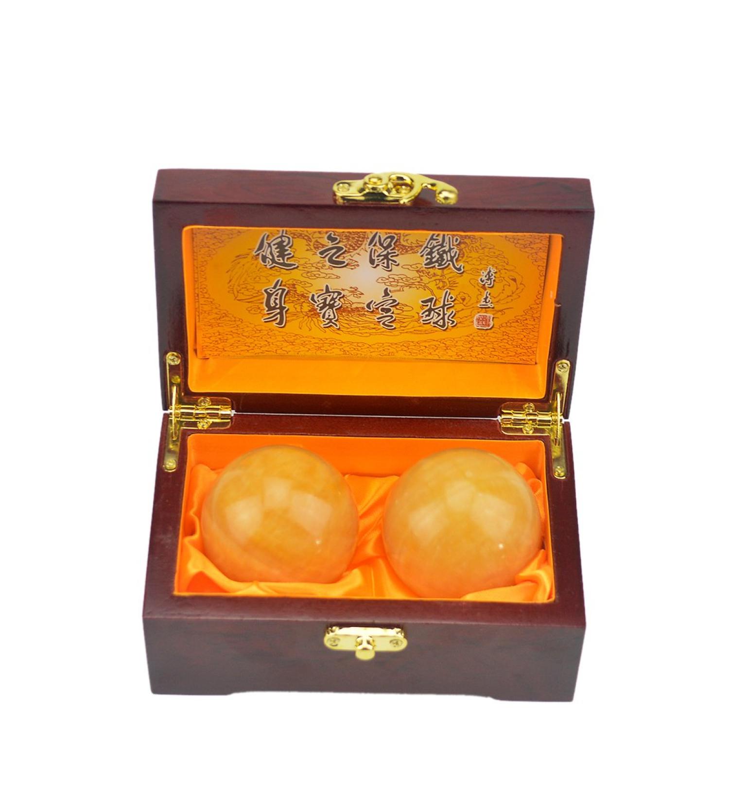 Chinese Jade Baoding Balls 5.1 cm - Yellow | Enhance Wellness & Balance | International Shipping - Buy Online on GoSupps.com