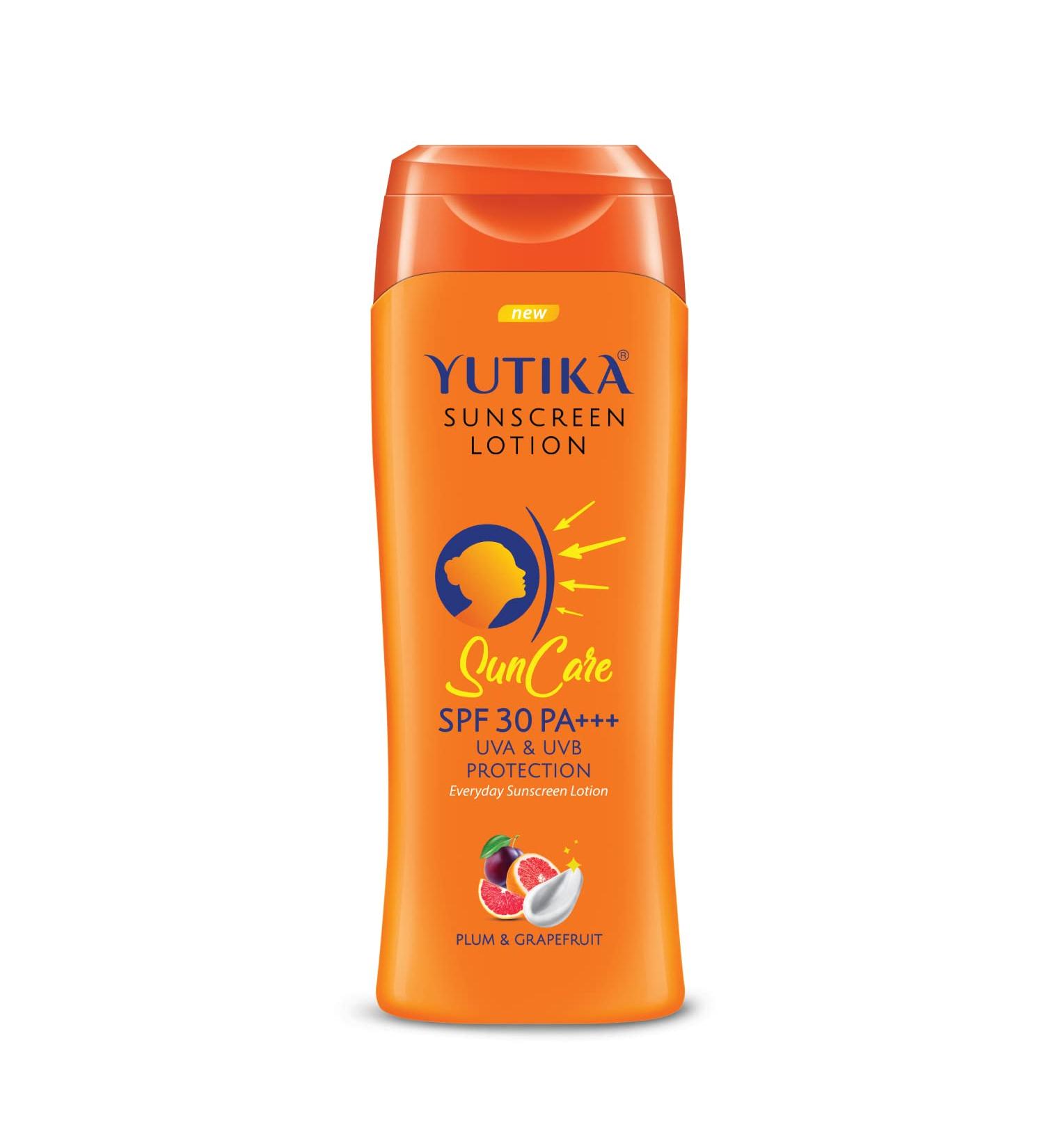 Yutika Sunscreen Lotion SPF 30 PA+++ | UVA & UVB Protection for Men & Women | Plum & Grapefruit | 10.14 Fl Oz - Shop Now - Buy Online on GoSupps.com