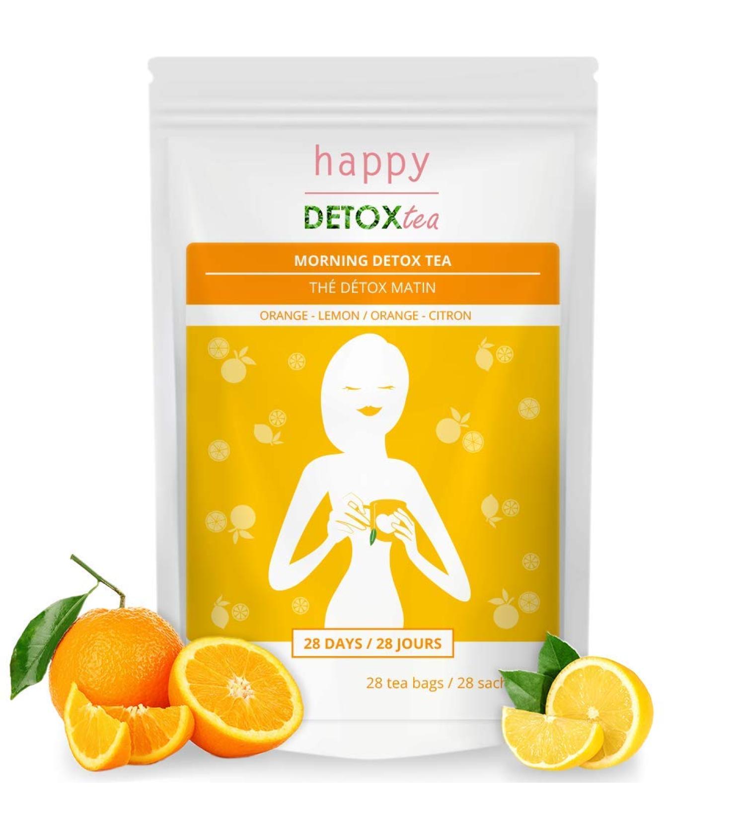 Detox Tea Orange and Lemon Happy Detox Tea 4 Week Cure 28 Sachets Flat Belly Infusion Wellness Tone 100% Natural Detox Drink - Buy Online on GoSupps.com
