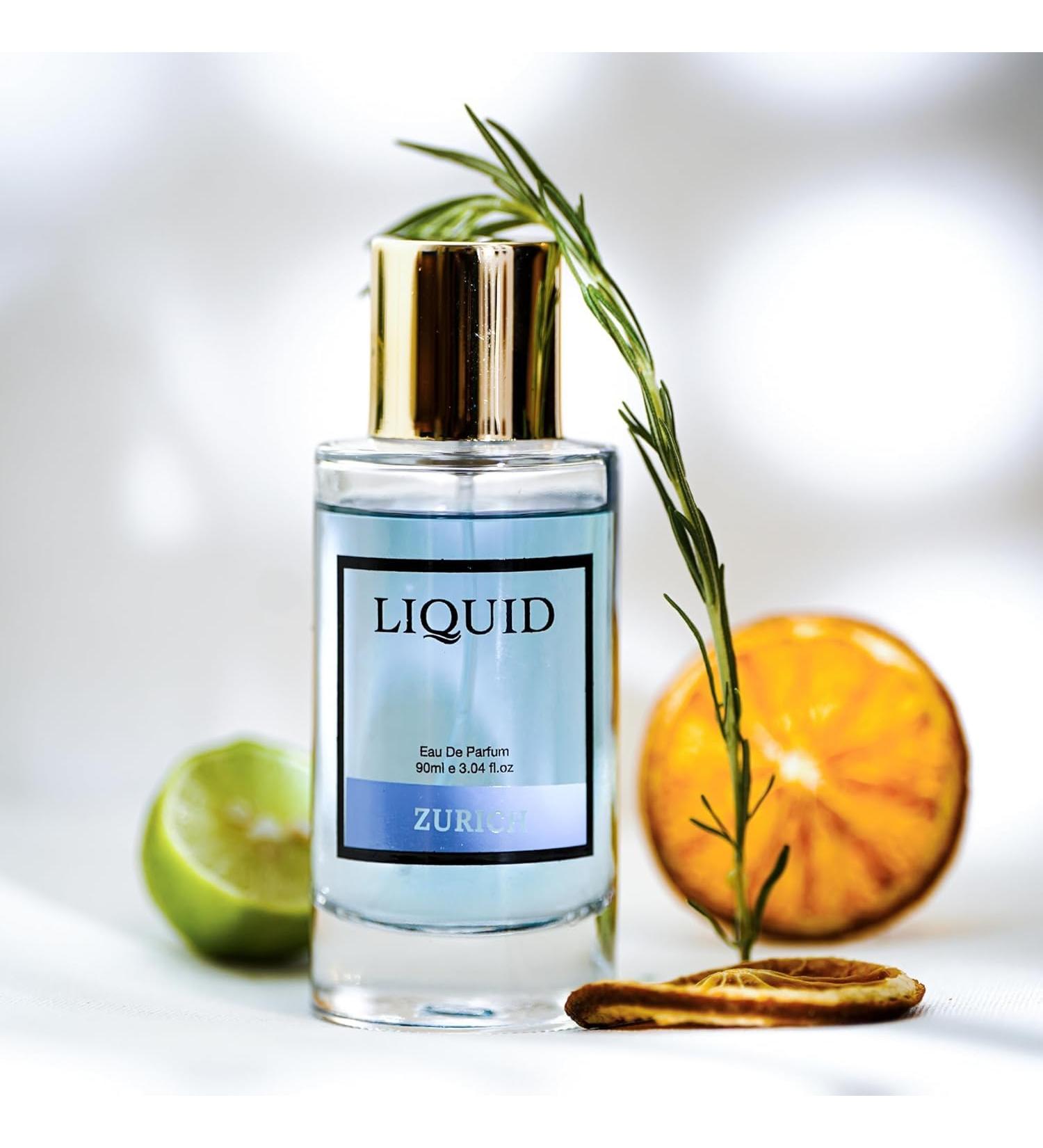 LIQUID Zurich Luxury Eau de Parfum EDP for Men - 90ml Long Lasting | Premium Perfume | Marine Citrus & Woody Fragrance | Perfect for Special Occasions | Luxury Scent Inspired by Zurich | Gift for Him - Buy Online on GoSupps.com