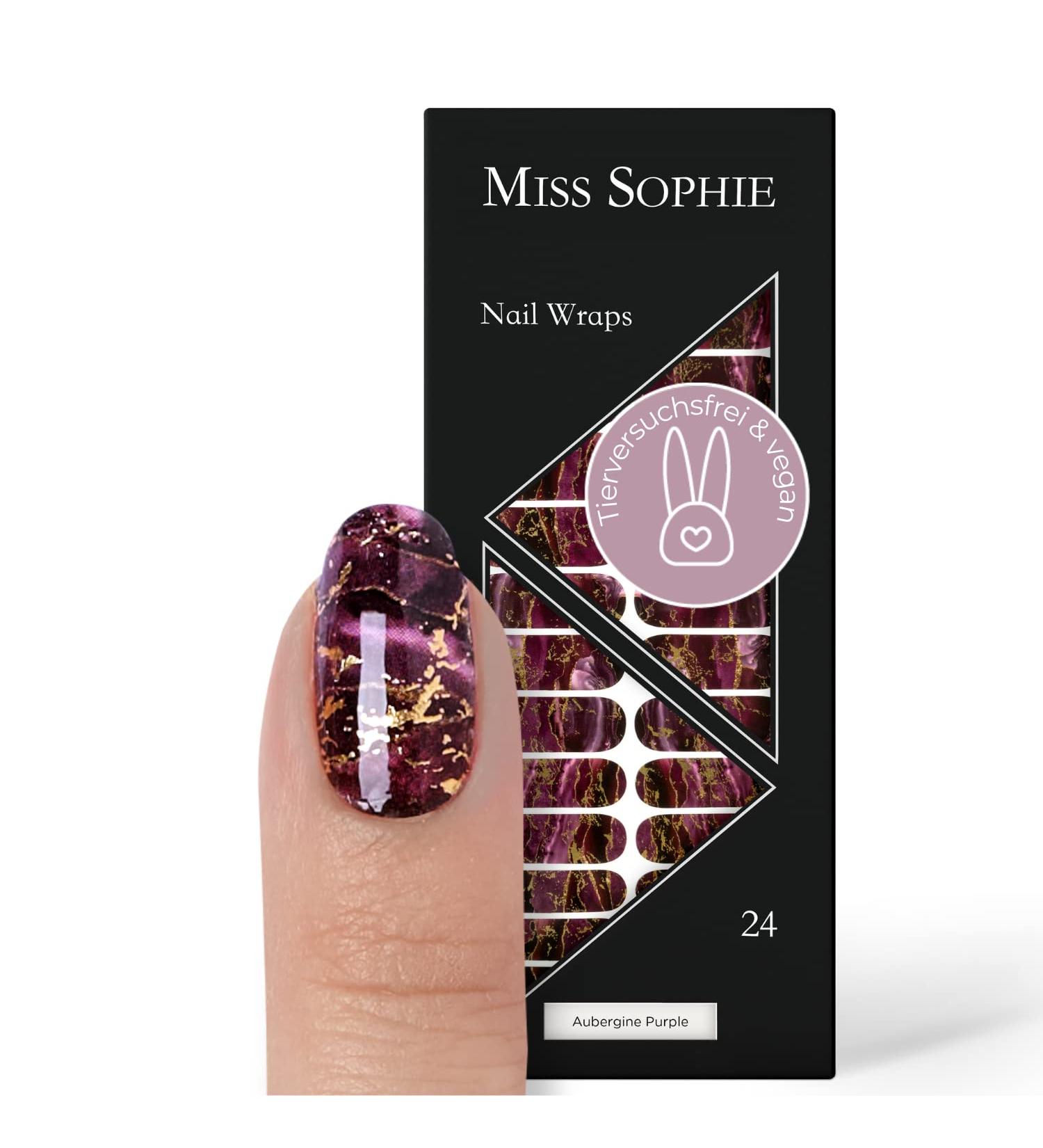 Miss Sophie Aubergine Purple Nail Wraps - 24 Ultra-Thin Self-Adhesive Long-Lasting Design - Buy Online on GoSupps.com
