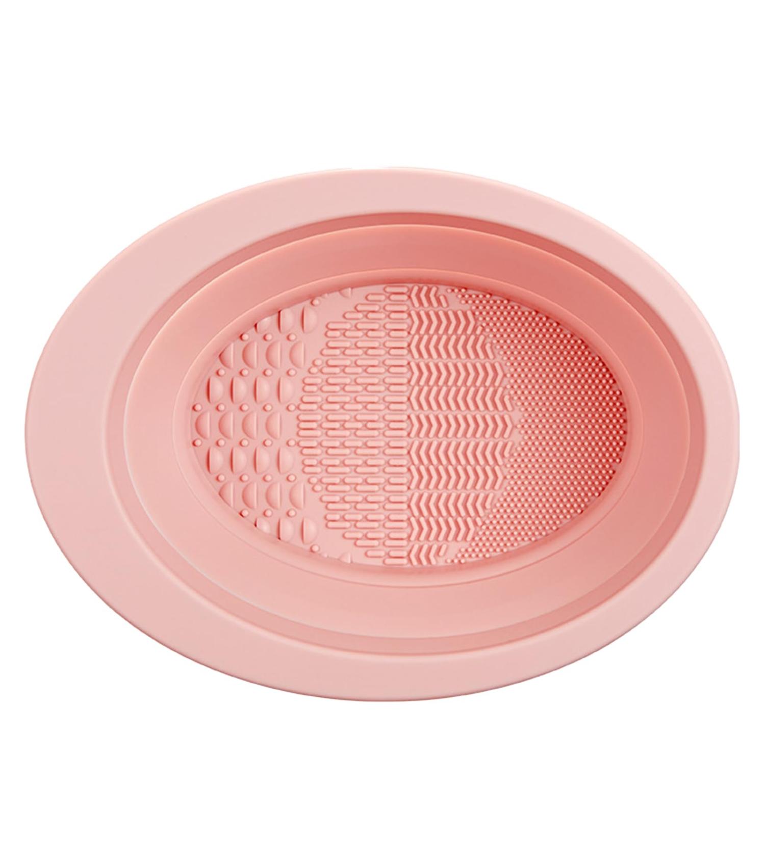 Makeup Brush Cleanser Mat Portable Washing Tools Silicone Makeup Brush Cleaner Pad And Bowl Srubber Easy To Clean The Makeup Brush Powder Puff Sponge (Pink) - Buy Online on GoSupps.com