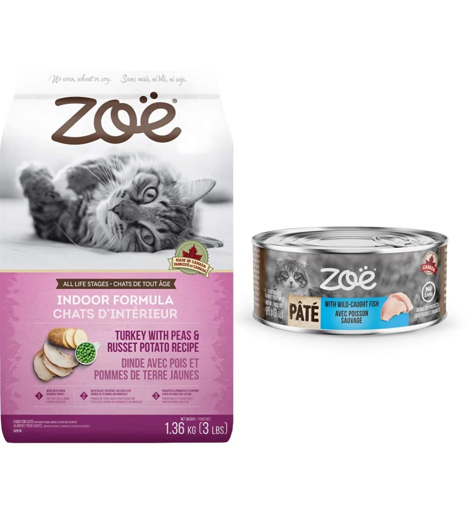 Zoe Dry Cat Food (Indoor Formula) + Zoe Pate Wet Food with Wild Caught Fish for Cats - Buy Online on GoSupps.com
