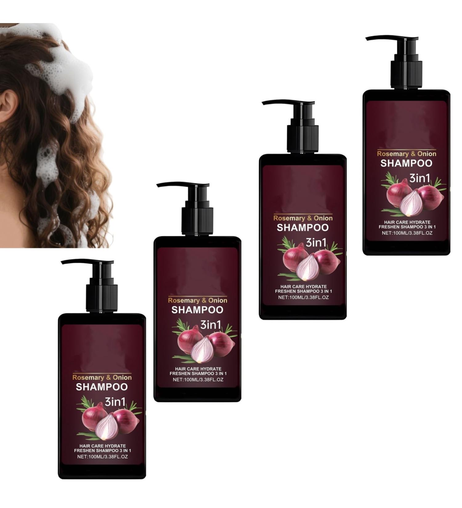  ZHJZGS Rosemary & Onion 3-in-1 Hair Care Shampoo for a thicker moisturizing and deep clean fuller-looking hair lasting and soft (4PCS) - Buy Online on GoSupps.com