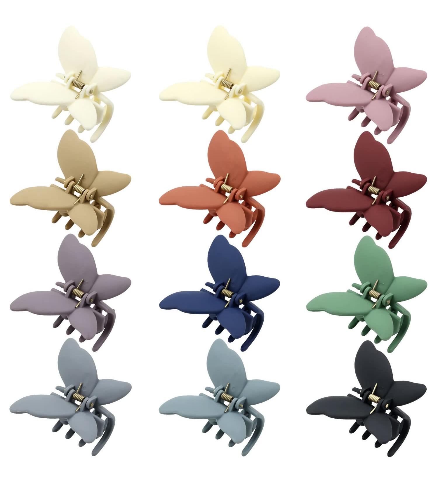 12 Pack Colorful Frosted Butterfly Hair Clips - Y2K Hair Accessories for Women, Girls, Kids - Buy Online on GoSupps.com