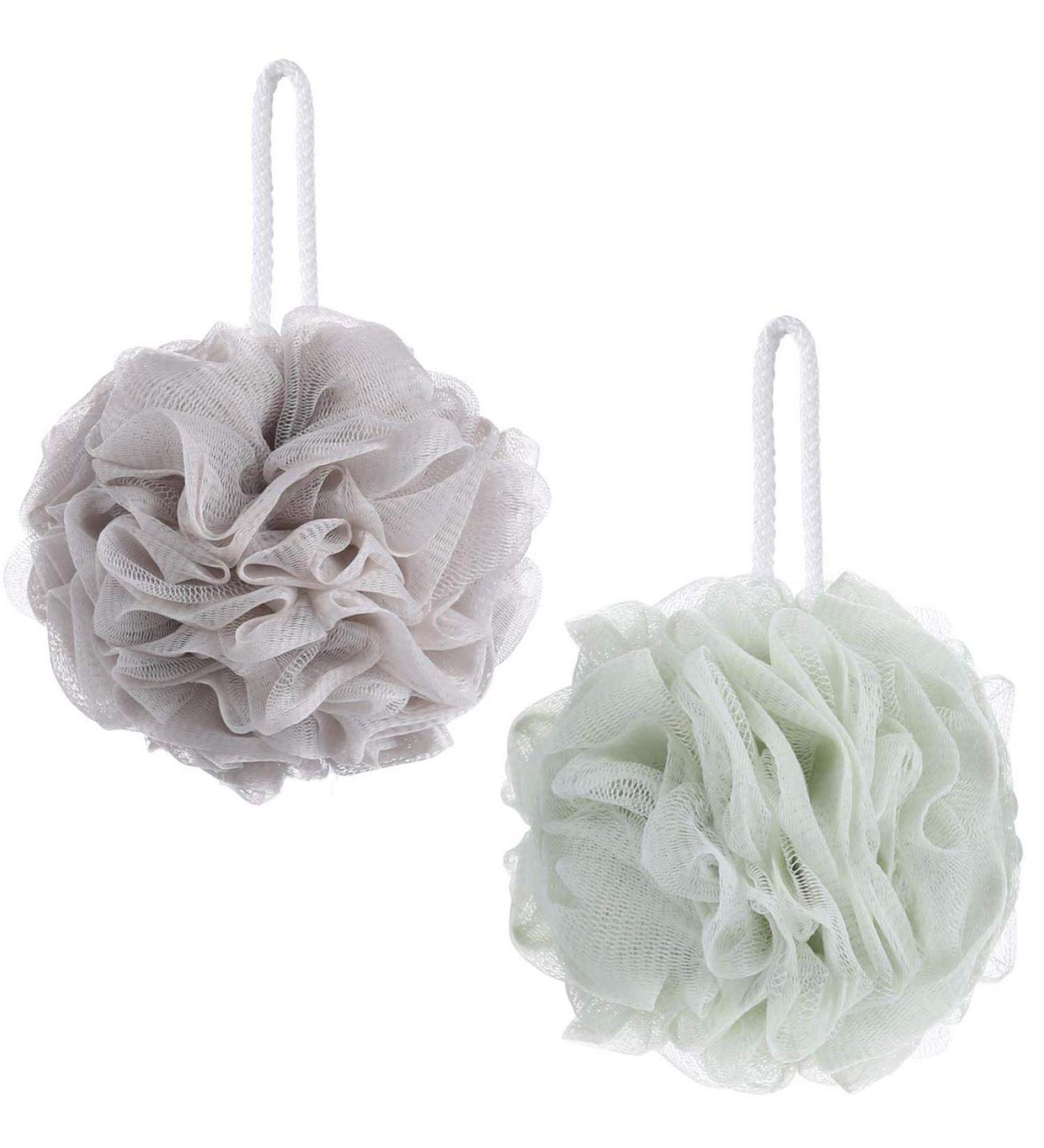 Exfoliating Bath Shower Sponge Loofahs Set - Khaki and Matcha Green 2-Pack - Buy Online on GoSupps.com