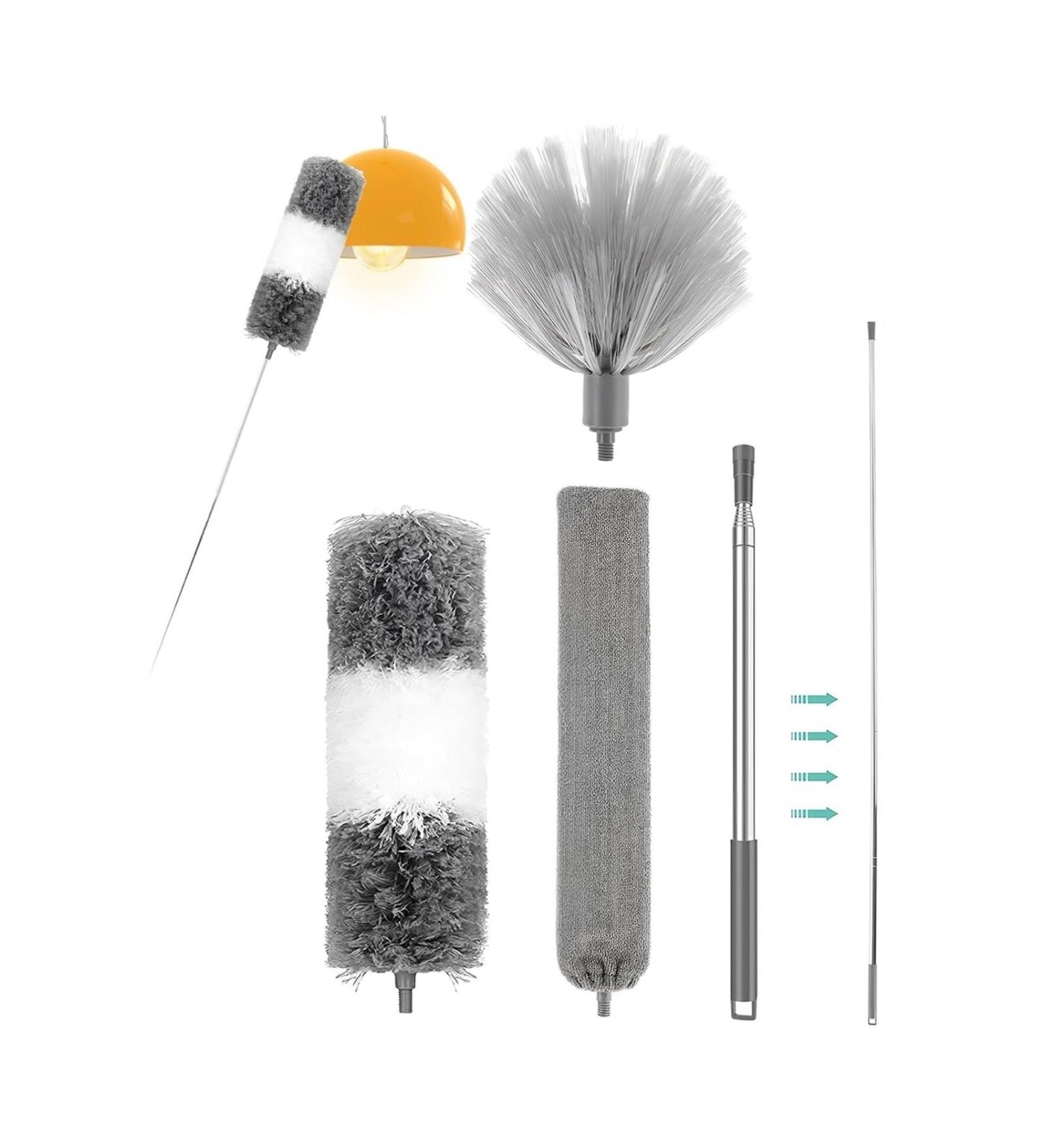 LIPINGJING0201 Spider Web Brush Extendable Duster with Hand Slotted Brush Telescopic Stainless Steel Dusters Kit for Cleaning Cobwebs on High Ceiling Fans The Grey 7-piece Set - Buy Online on GoSupps.com
