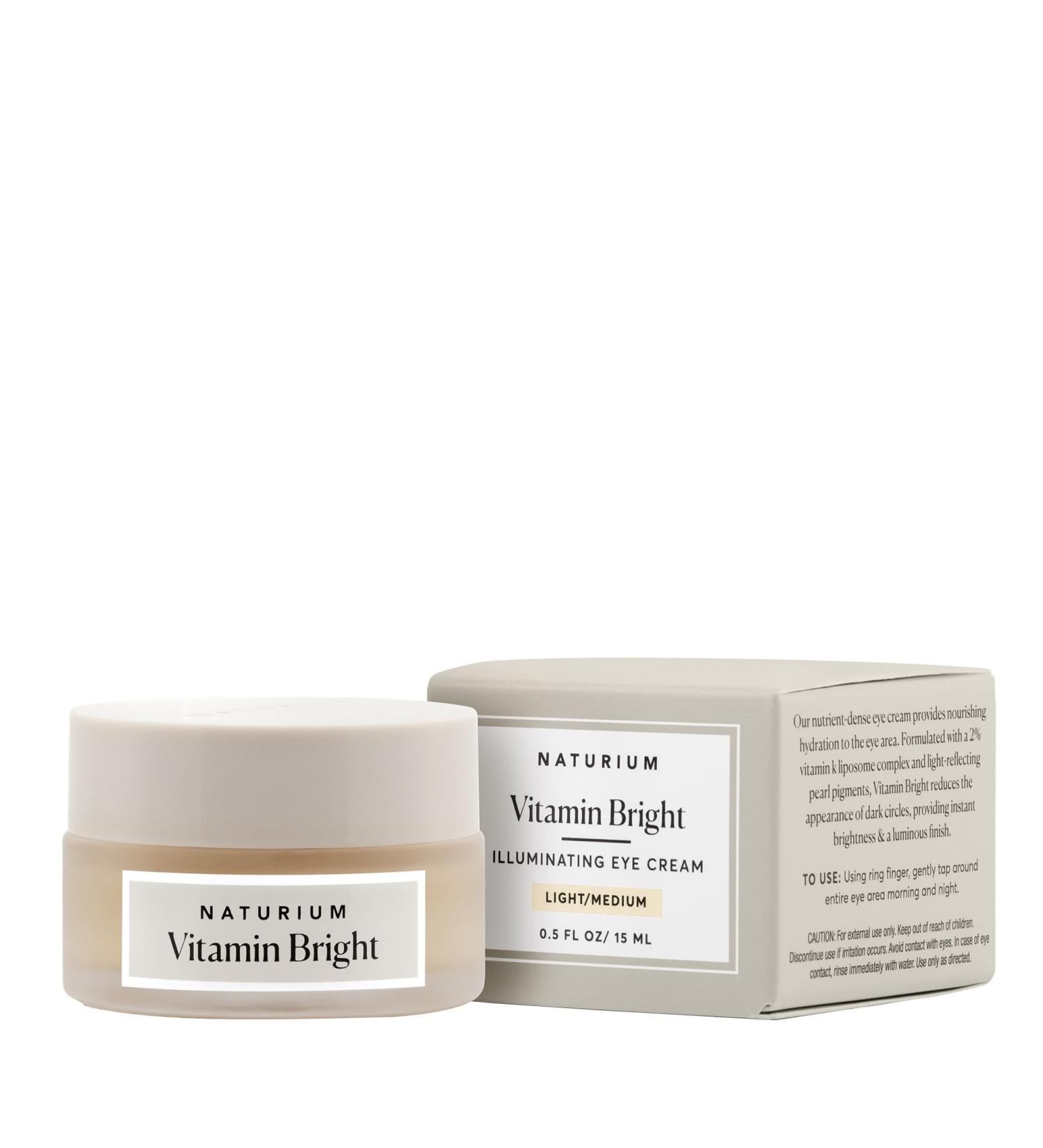 Naturium Vitamin Bright Illuminating Eye Cream, Under Eye Repair Cream for Dark Circles, with Vitamin K, Phyto-Complex, & Mineral Pigments, Light/Medium, 0.5 oz - Buy Online on GoSupps.com