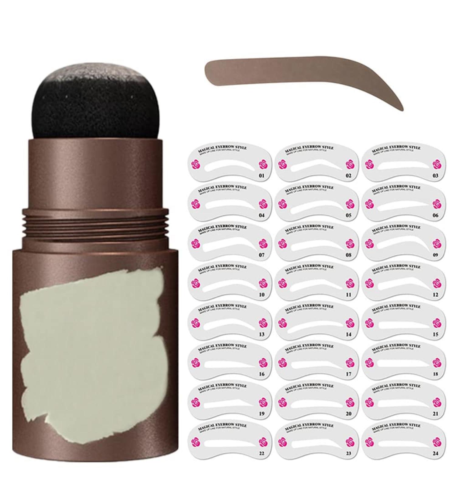 Brown Black Eyebrow Stamp Stencil Kit with 24 Reusable Thick & Thin Brow Stencils - Pomade Eyebrow Shaping Definer Set - Buy Online on GoSupps.com