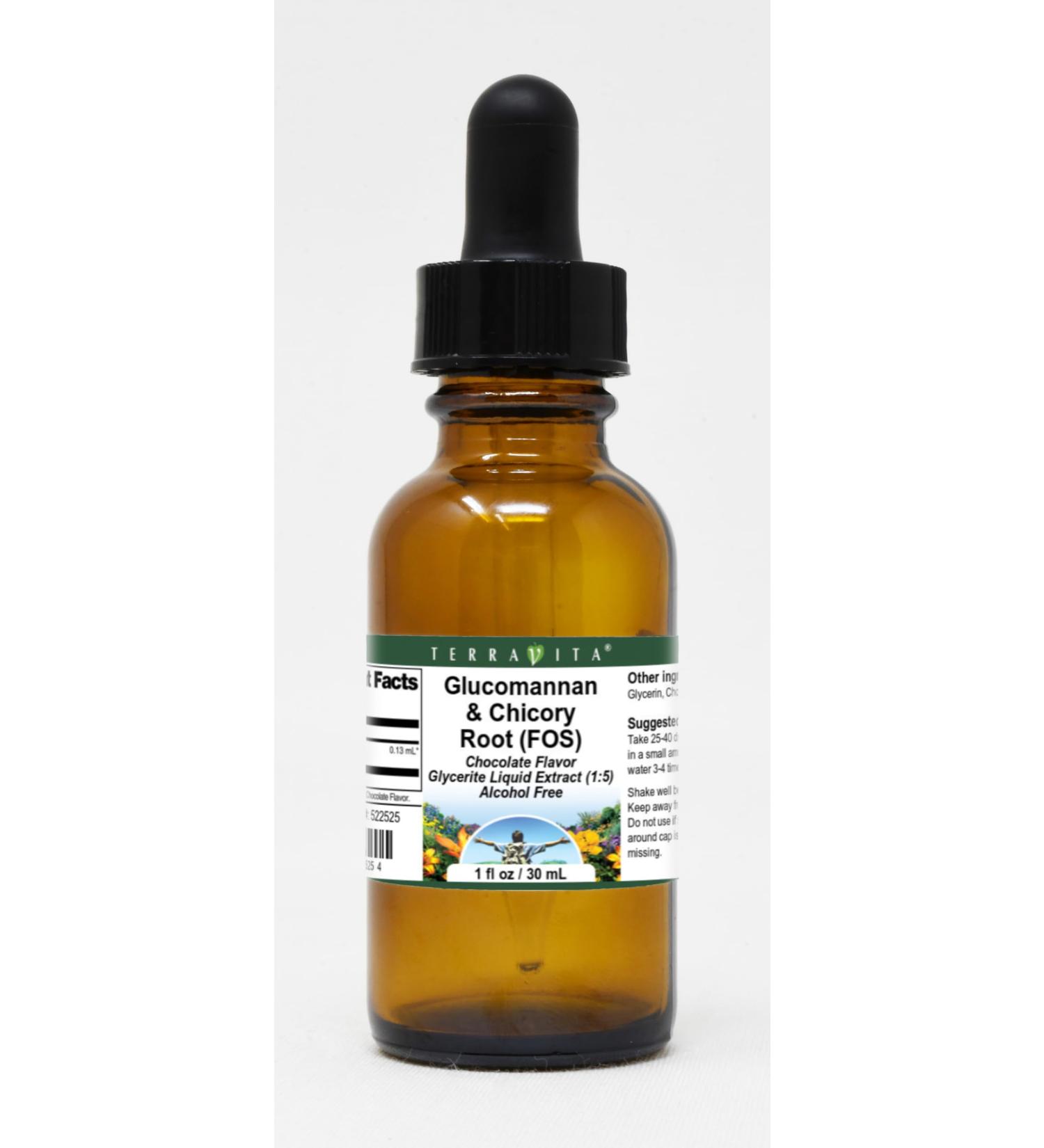Glucomannan & Chicory Root Glycerite Liquid Extract - Chocolate Flavored (1 oz) | International Shipping Available - Buy Online on GoSupps.com