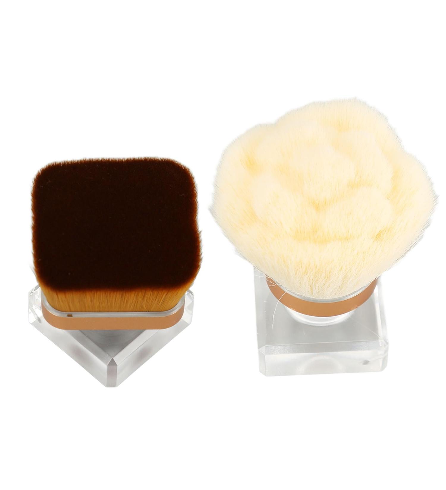 Makeup Foundation Brush Synthetic 2pcs Strong Grasping Power Transparent Base Loose Powder Foundation Brush for Home - Buy Online on GoSupps.com
