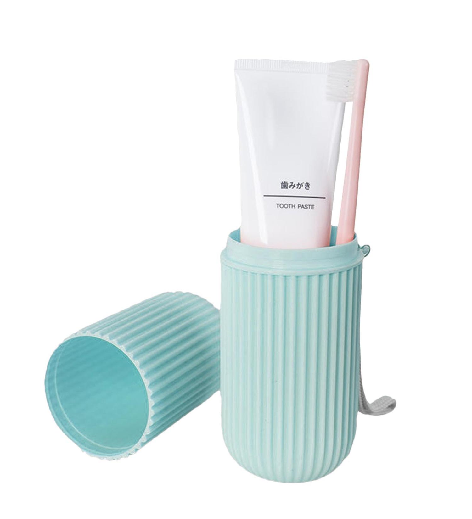 Travel Toothbrush Holder Case - Dustproof Portable Organizer for Home & Travel - Multifunctional Blue Toothbrush Mug - Buy Online on GoSupps.com