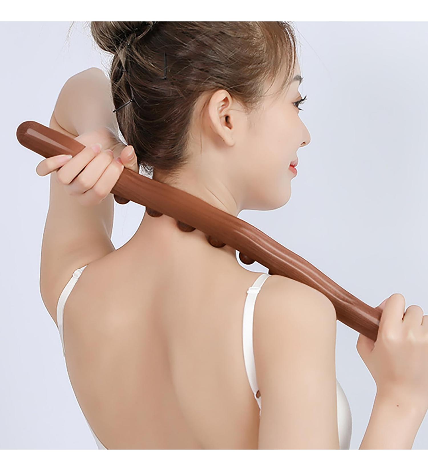 Gua Sha Stick - 20 Pearl Trigger Point Massager for Lymphatic Drainage & Muscle Relief | Beech Wood Therapy Tool - Buy Online on GoSupps.com