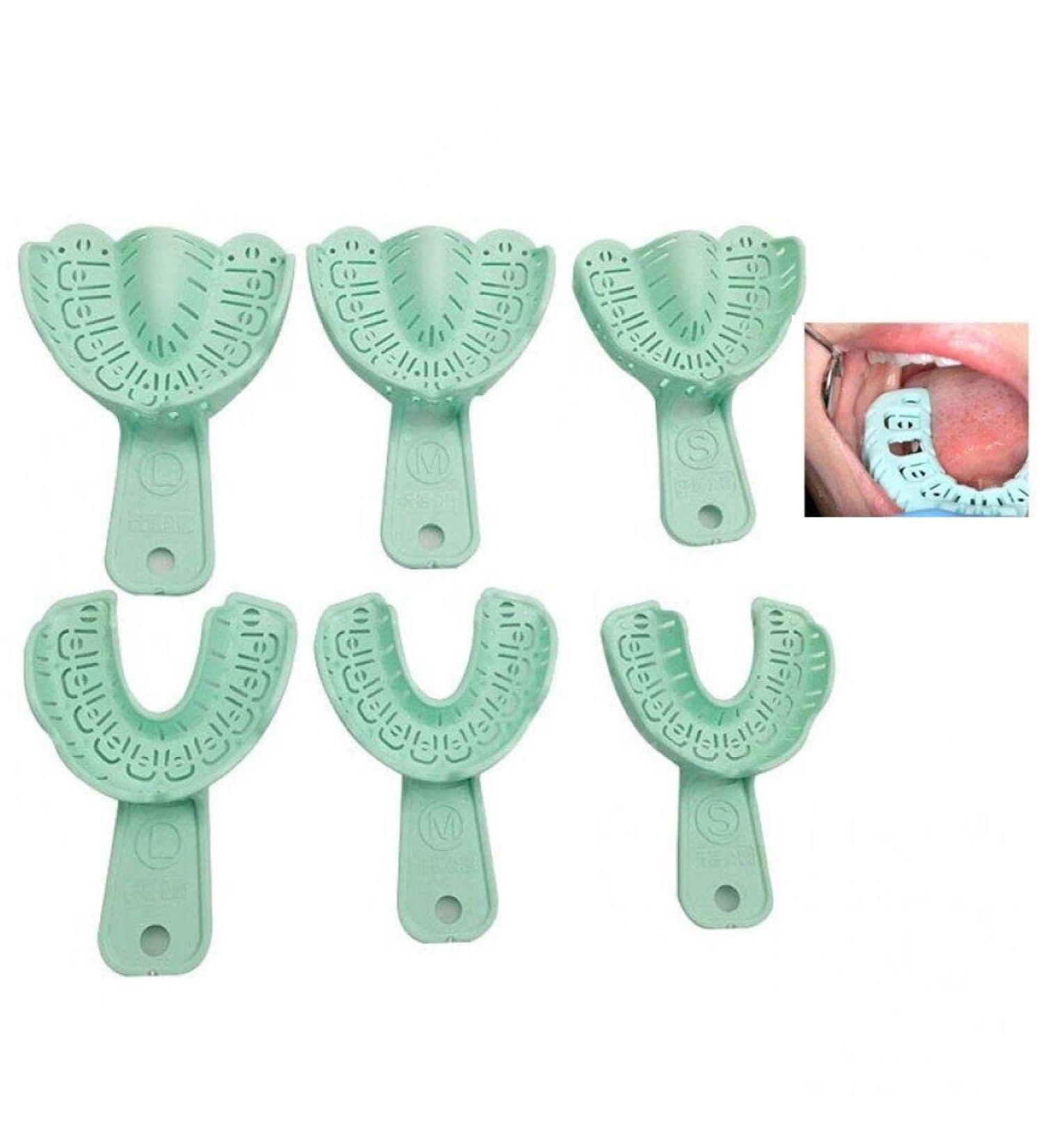 Dental Teeth Impressions Tray - 3 Pairs Plastic Perforated Holder Various Sizes | Dentist Tool Supply - Buy Online on GoSupps.com