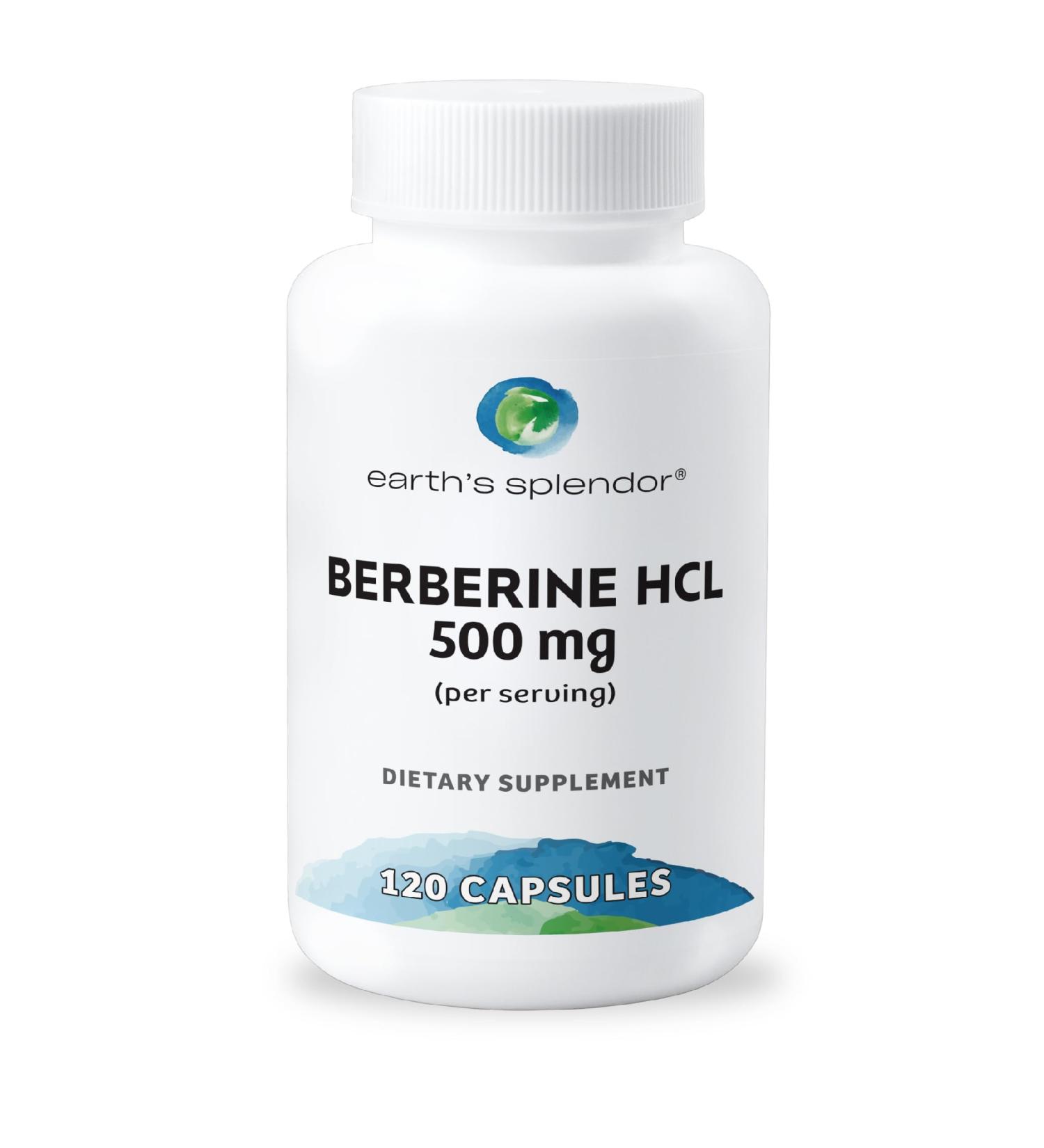 Earth's Splendor Berberine 500mg Capsules Supports Metabolism (120ct Bottle 2 Month Supply) Non-GMO Vegan-Friendly - Buy Online on GoSupps.com