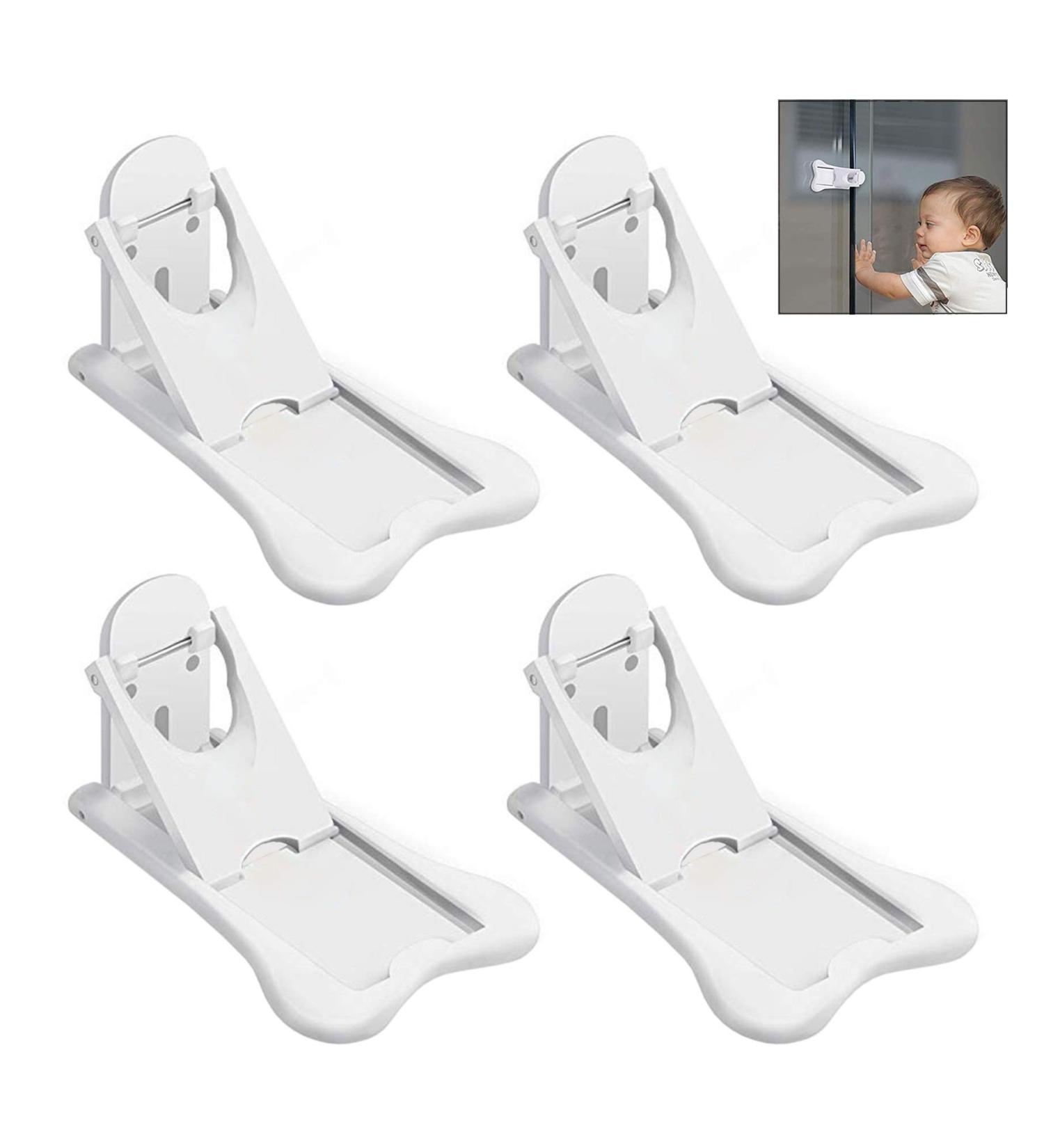 Iwobi Child Lock Cabinet - 4-Pack Baby Safety Sliding Door Lock No Drilling Ideal for Refrigerators & Windows - White - Buy Online on GoSupps.com