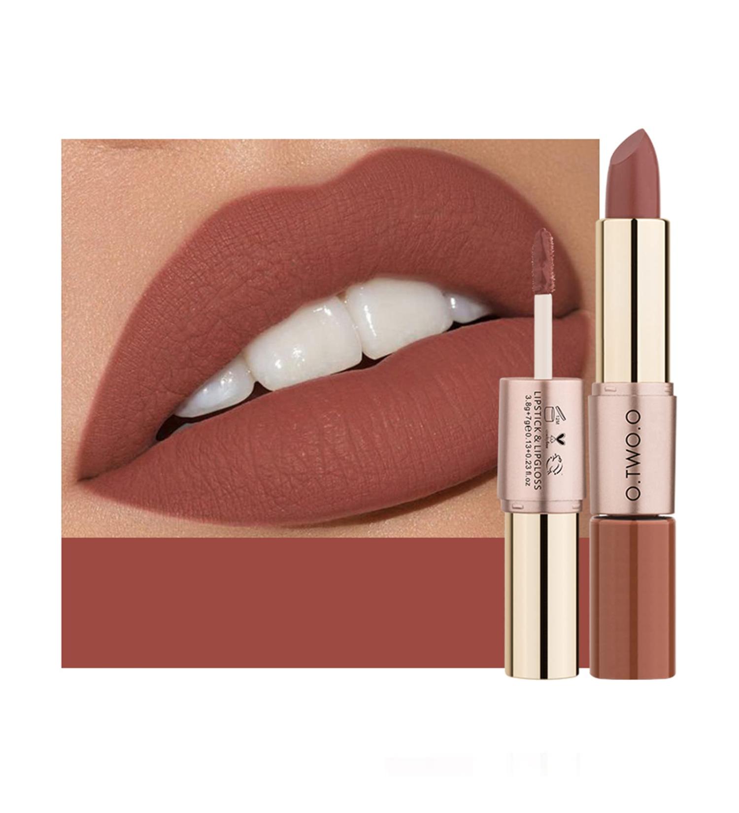Kuailego Rose Gold 2-in-1 Matte Lipstick & Liquid Lipstick - Long-Lasting Waterproof Nude Lip Color - Velvet Lip Gloss - Shade 02 - Buy Online on GoSupps.com