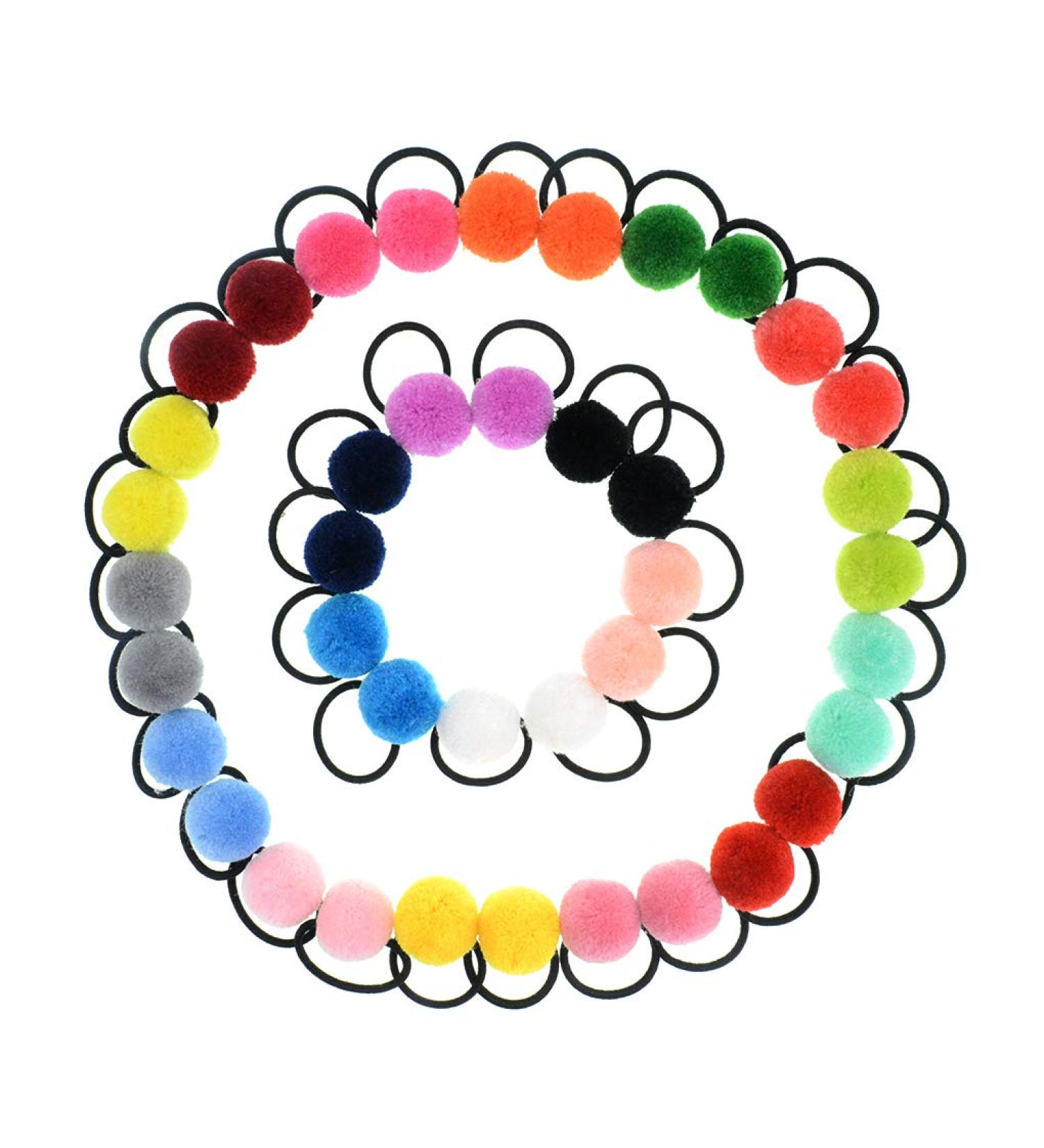 40 Pcs Pom Balls Elastic Hair Ties for Girls, Assorted Colors - Ponytail Holder Accessories - Buy Online on GoSupps.com