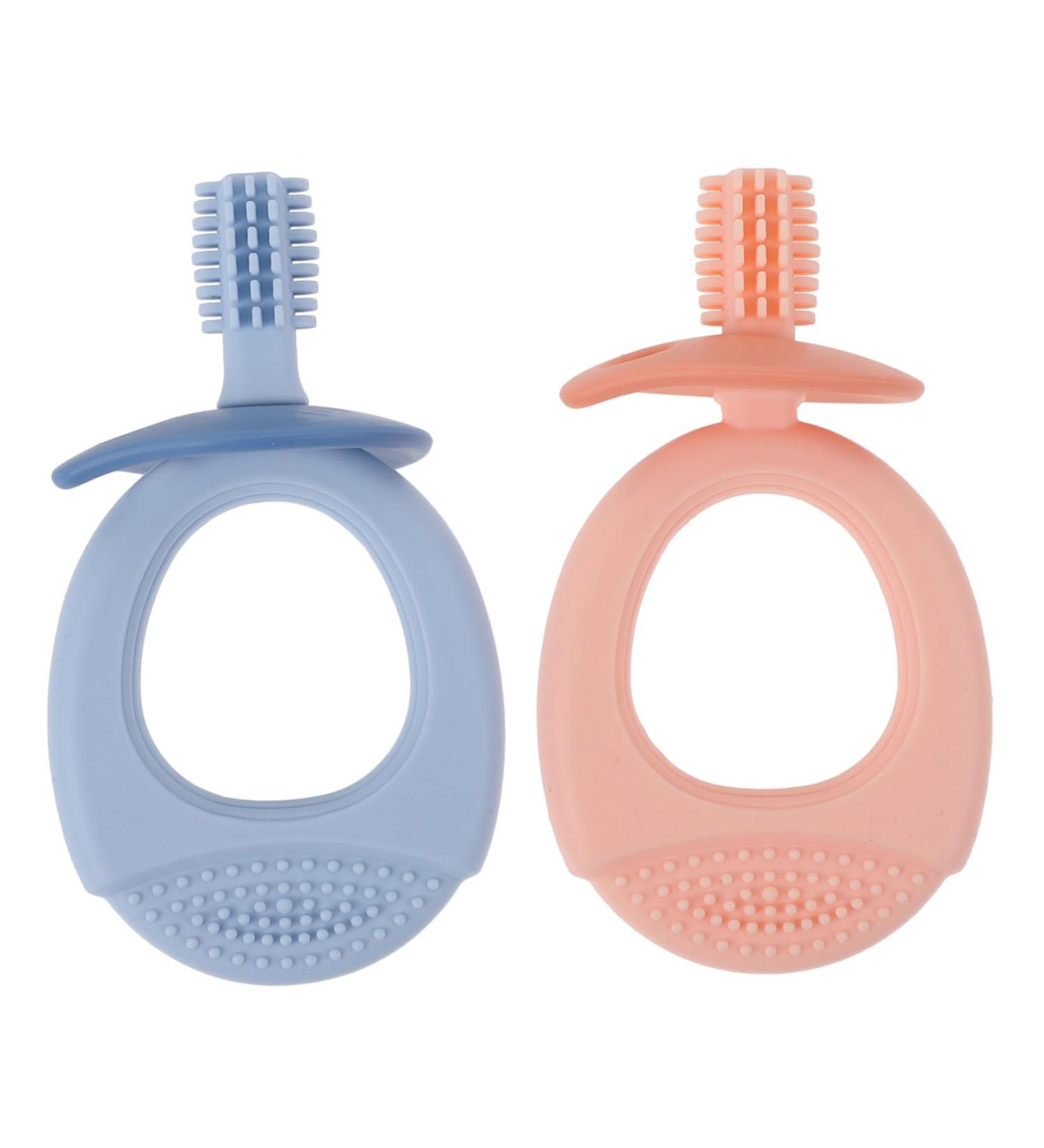 Frcolor Silicone Toddler Toothbrush Set - 2 Pack Kids Oral Care - Safe & Soft Silicone Dental Toys for Children - Buy Online on GoSupps.com