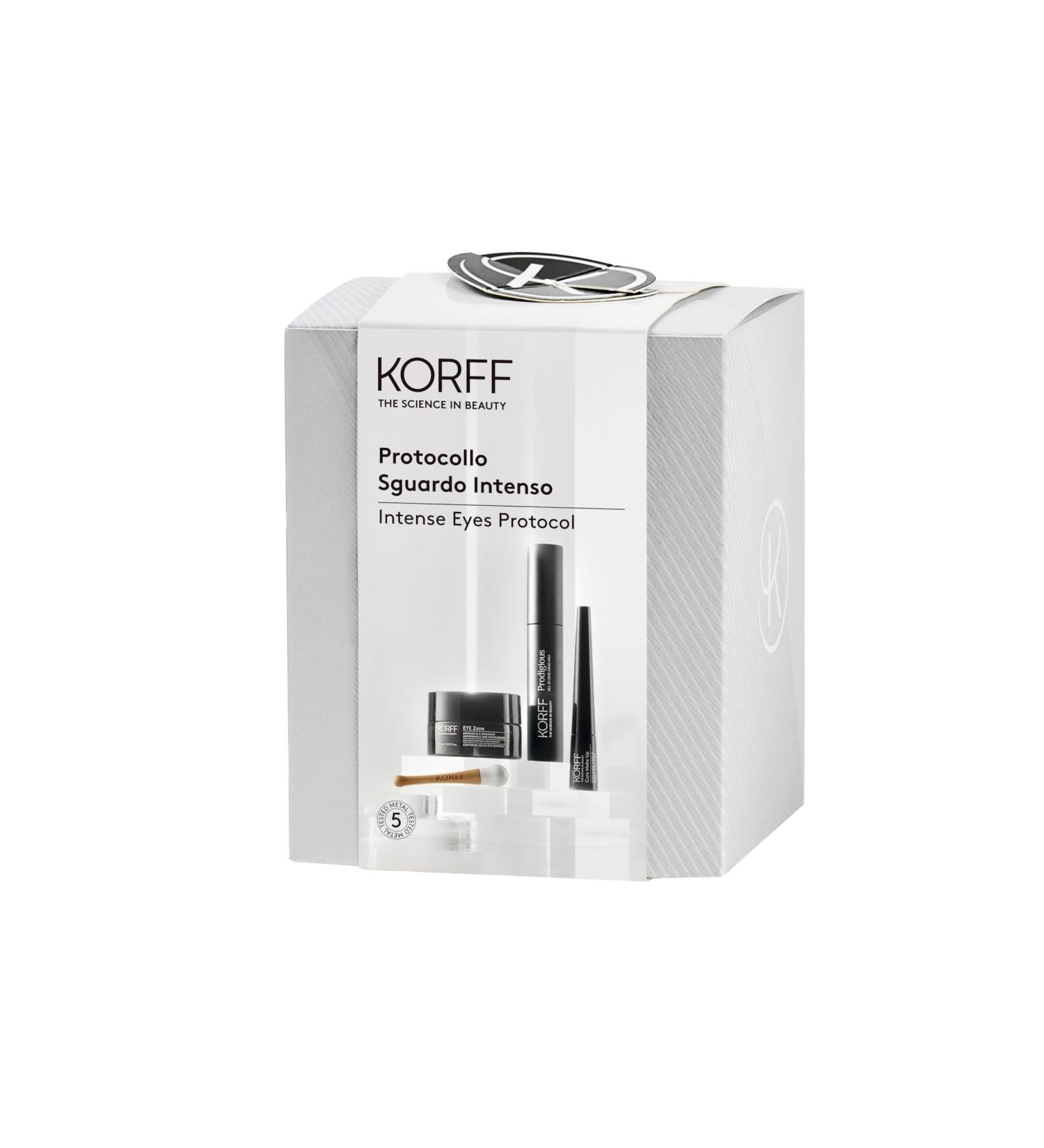 Korff Protocol Intense Look Set Anti-Wrinkle and Moisturizing Eye Zone Eye Contour Cream 15 ml Vinyl Eyeliner Effeto Extra Black 2 ml Prodigious Volumising Effect Mascara 15 ml